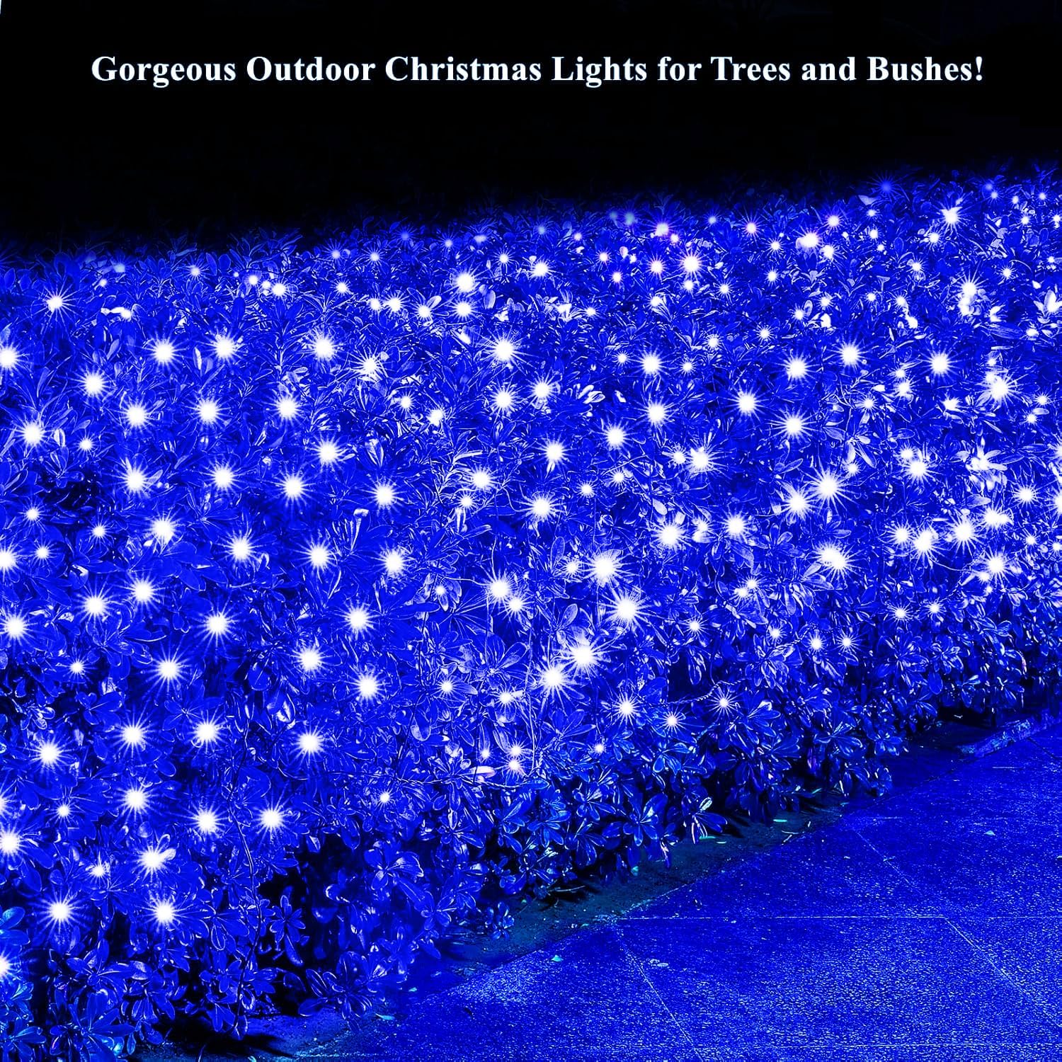 Dirnun Led Christmas Net Lights Blue Outdoor Christmas Lights 160LED 5ftx7ft, Waterproof Outdoor Indoor Fairy Mesh Net Light for Xmas Party, Yard, Patio, Trees, Shrubs, Bushes Decorations