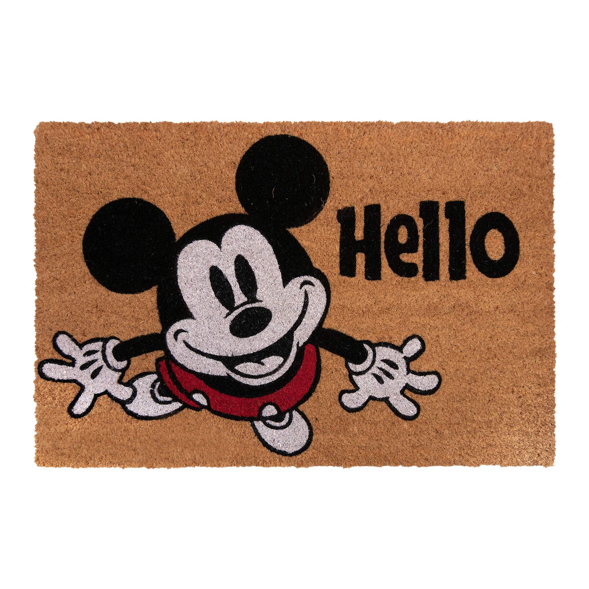 Gertmenian Disney Mickey Mouse Doormat Rug Retro Classic Entryway Floor Mat Carpet, 2 Pack Coir 20x34, Orange Tan Hello Home