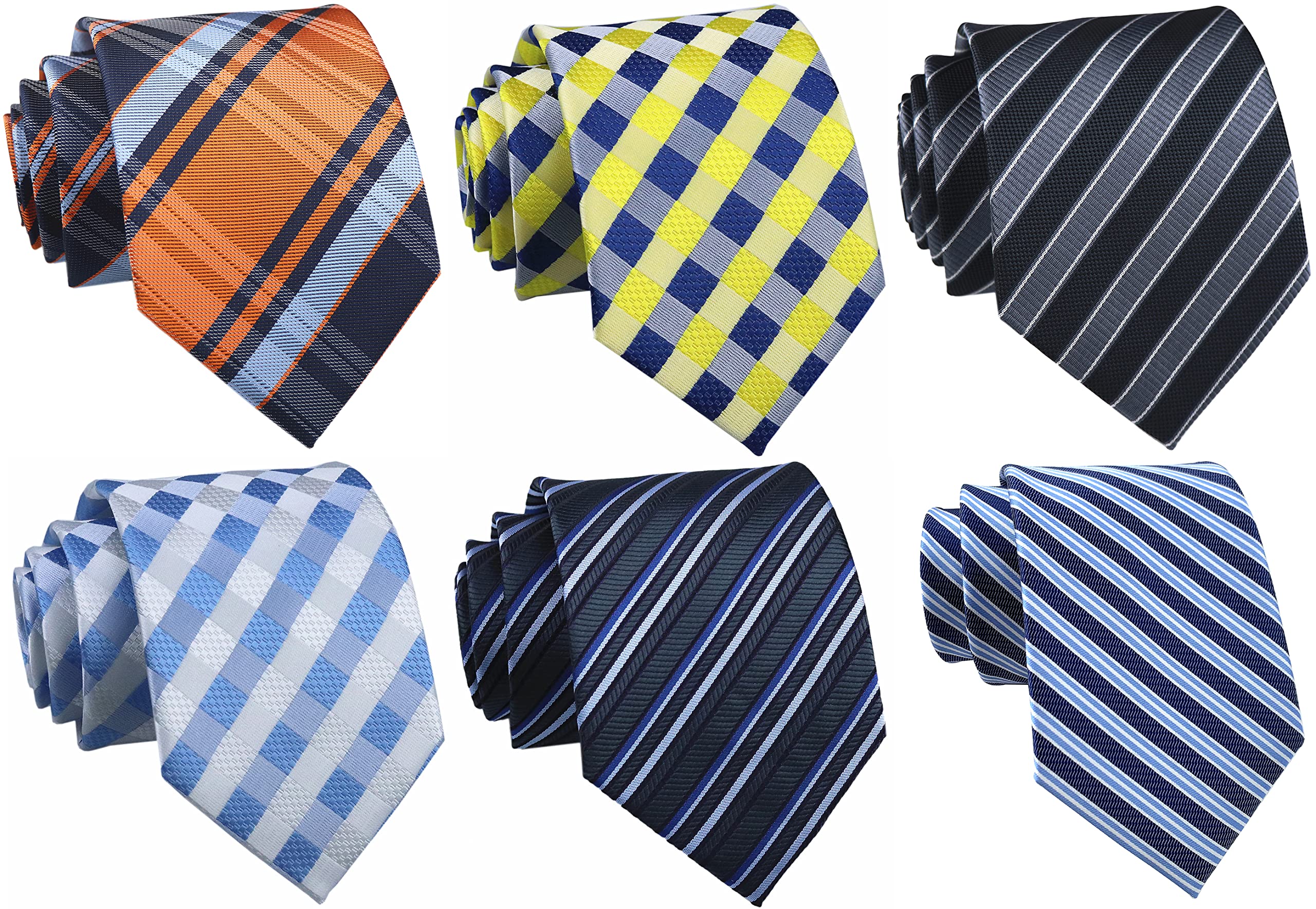 Secdtie Pack of 4 Men's Classic Stripe Checks Jacquard Woven Tie Formal Party Neckties