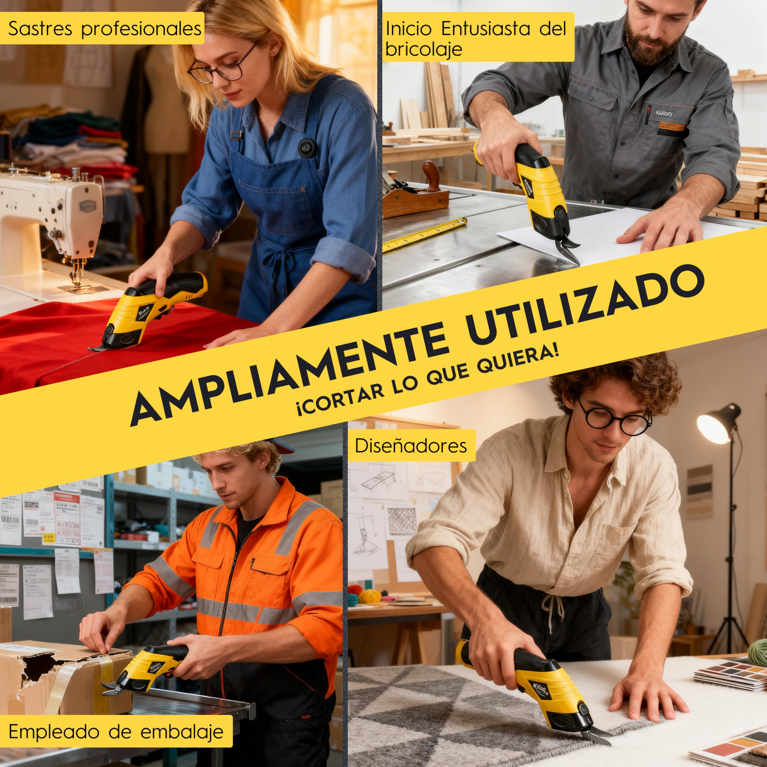 Tijeras Eléctricas Costura sin Cable, Cortador de Carton Recargable 4V Batería 2500 mAh 10000 RPM con 2 Cuchillas, Cutter Eléctrico Apto para Tela Cartón Alfombras Fieltro Cuero Plástico