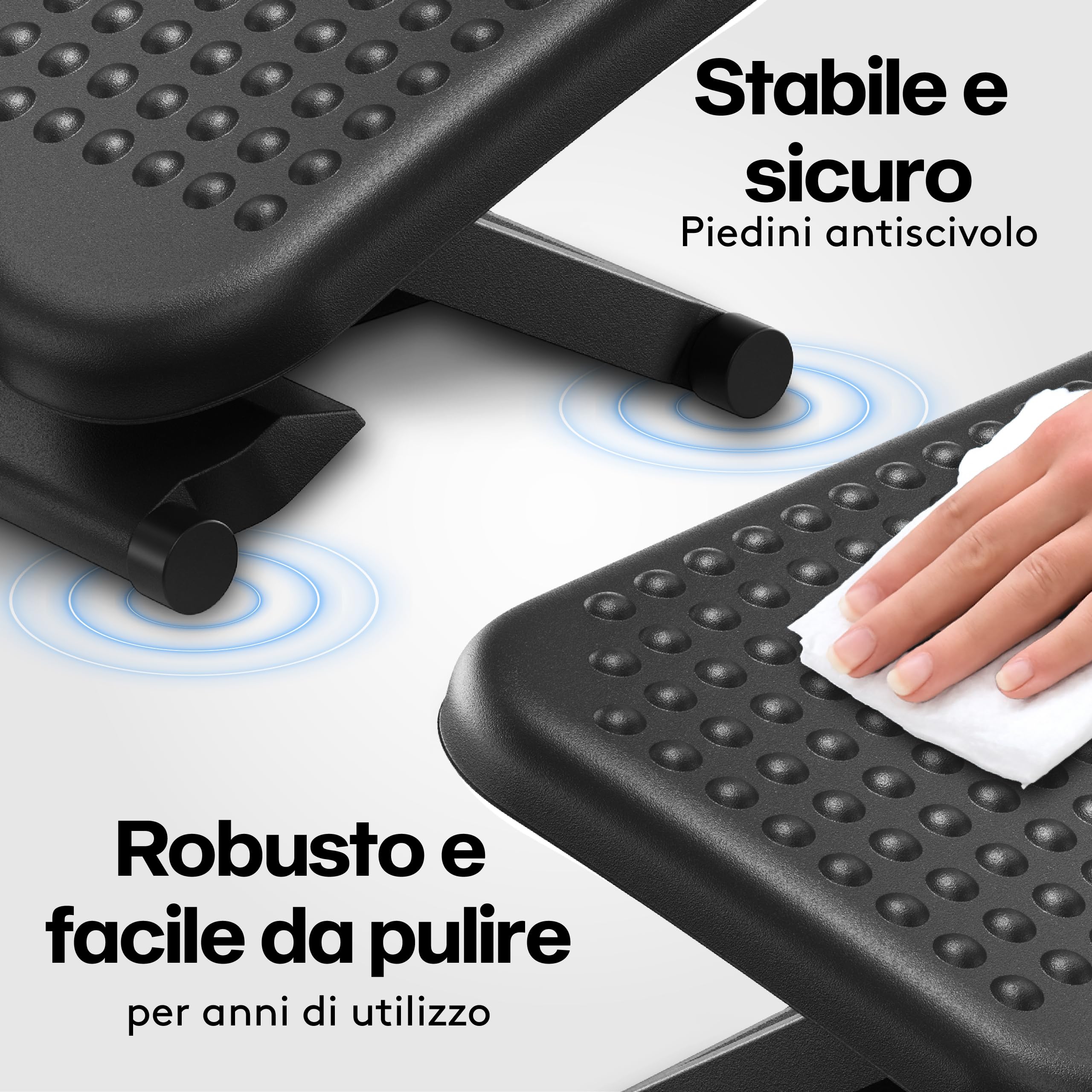 ACROPAQ - Poggiapiedi da scrivania antiscivolo, 3 Altezze regolabili, Livello di inclinazione da -30 a +30 gradi - regolabile - Grigio