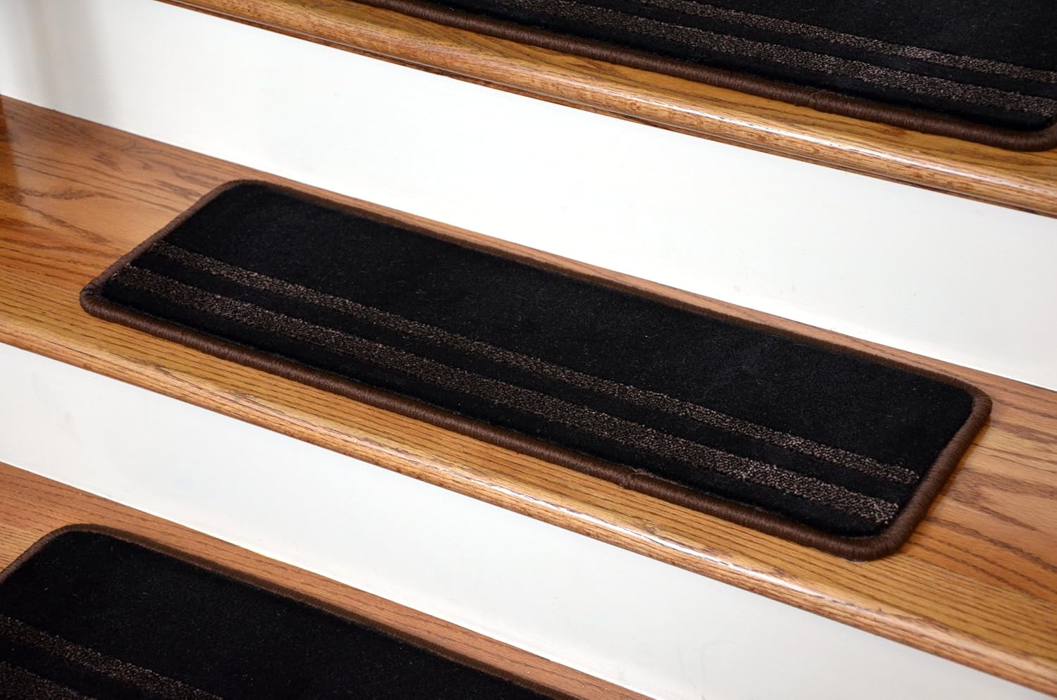 Dean Premium Carpet Stair Treads Black and Brown 27" x 9" Set of 13