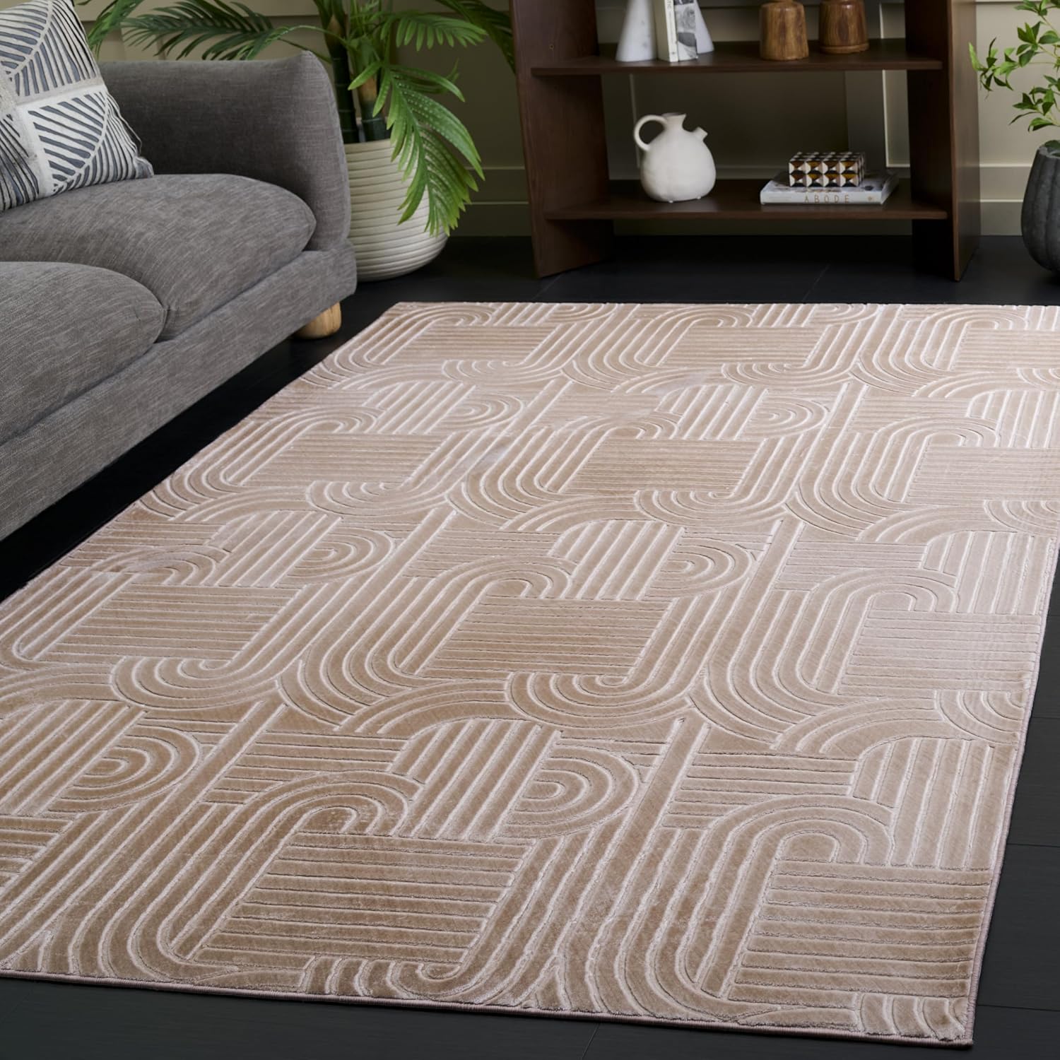 SAFAVIEH Area Rug 5x8 - Loft Collection - Light Brown, Non-Shedding & Easy Cleaning, Ideal for Living Room, Bedroom, Dining Space (LFT601T)