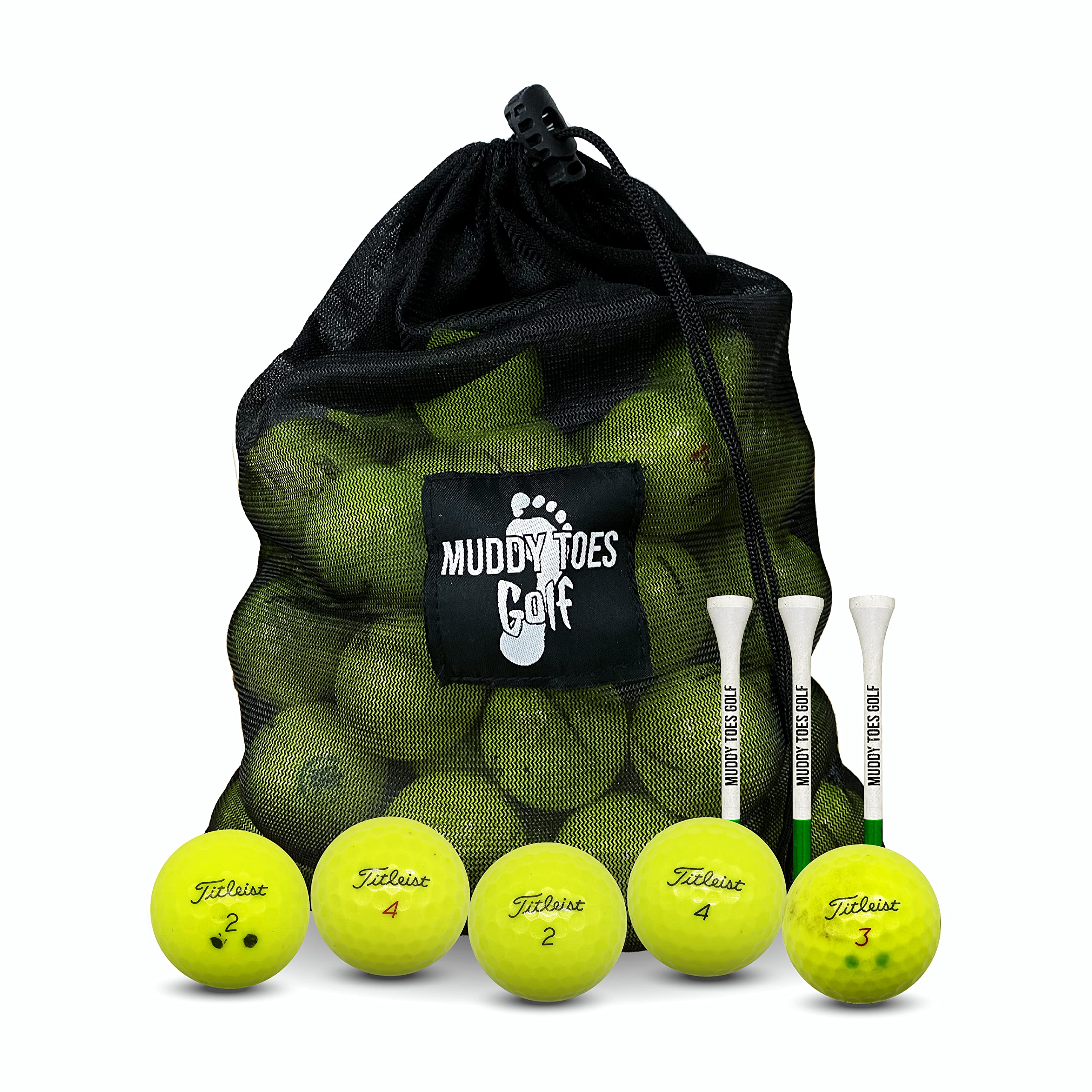 Muddy Toes Golf Balls 48 Recycled & Used for Yellow Titleist Pro V1 Mix - Good Condition Golf Balls - Ready to Play (RTP) - Recycled Used Golf Balls