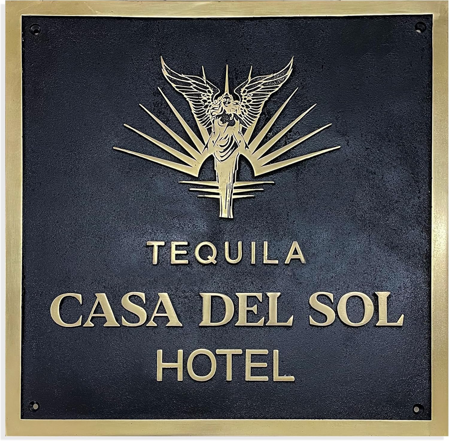 Personalized Black & Brass Plaque – Custom Engraved Metal Nameplate for Home, Office, or Hotel – Weatherproof Wall-Mount Sign with Elegant Gold Border (Brass with Black 15"x15"inch)