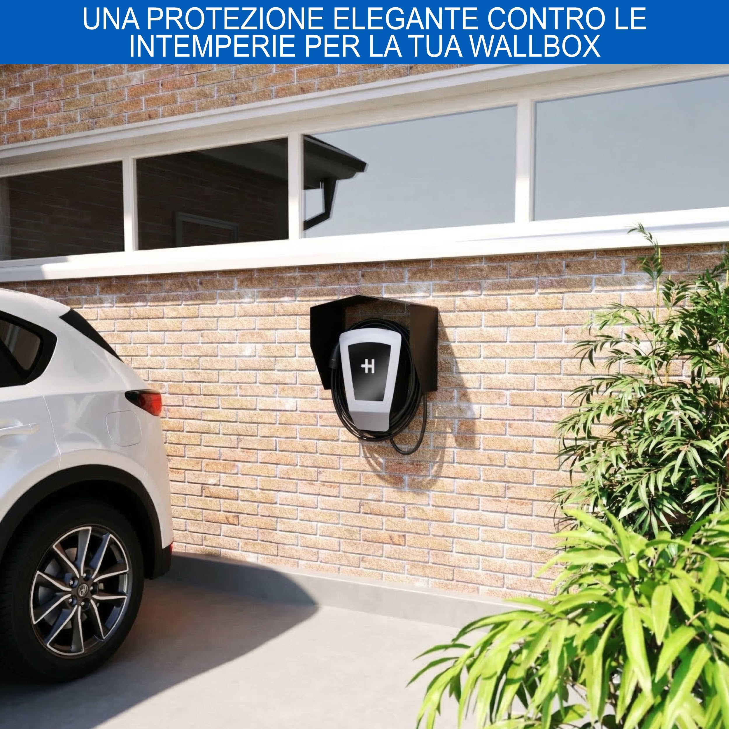 Protezione per wallbox in acciaio inossidabile • Tetto protettivo per la copertura della wallbox • Tetto protettivo da pioggia e sole per la stazione di ricarica EV