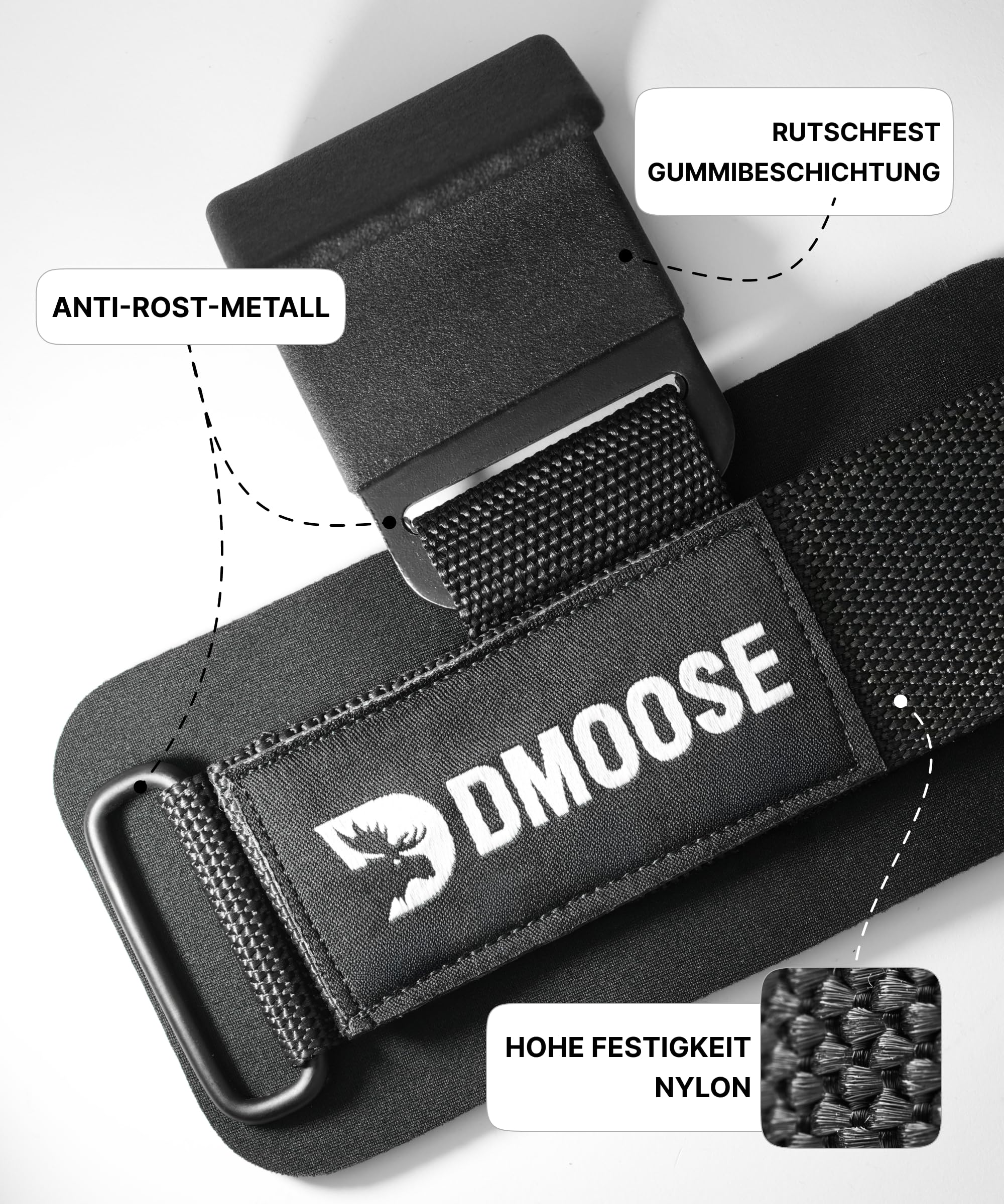 DMoose Fitness Zughilfen Krafttraining für Männer & Frauen (Paar) - Reißfestes Nylon mit 8 mm dicke Handgelenk straps - Zughilfe Gym für Kraftdreikampf & Kreuzheben Stütze - Griffhilfen Kraftsport