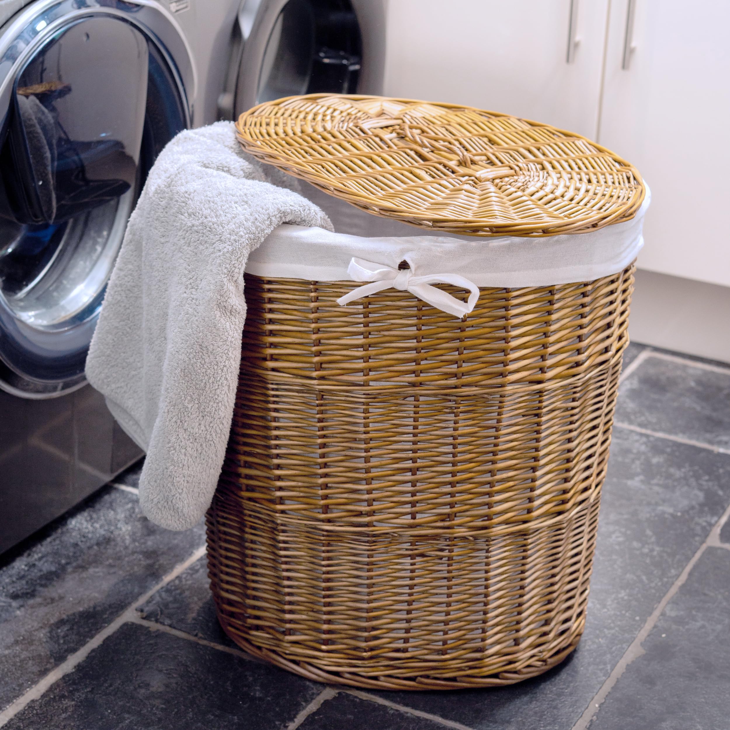 Arthur Cameron Deluxe Oval Wicker Laundry Basket Wash Bin | FindTheDeal
