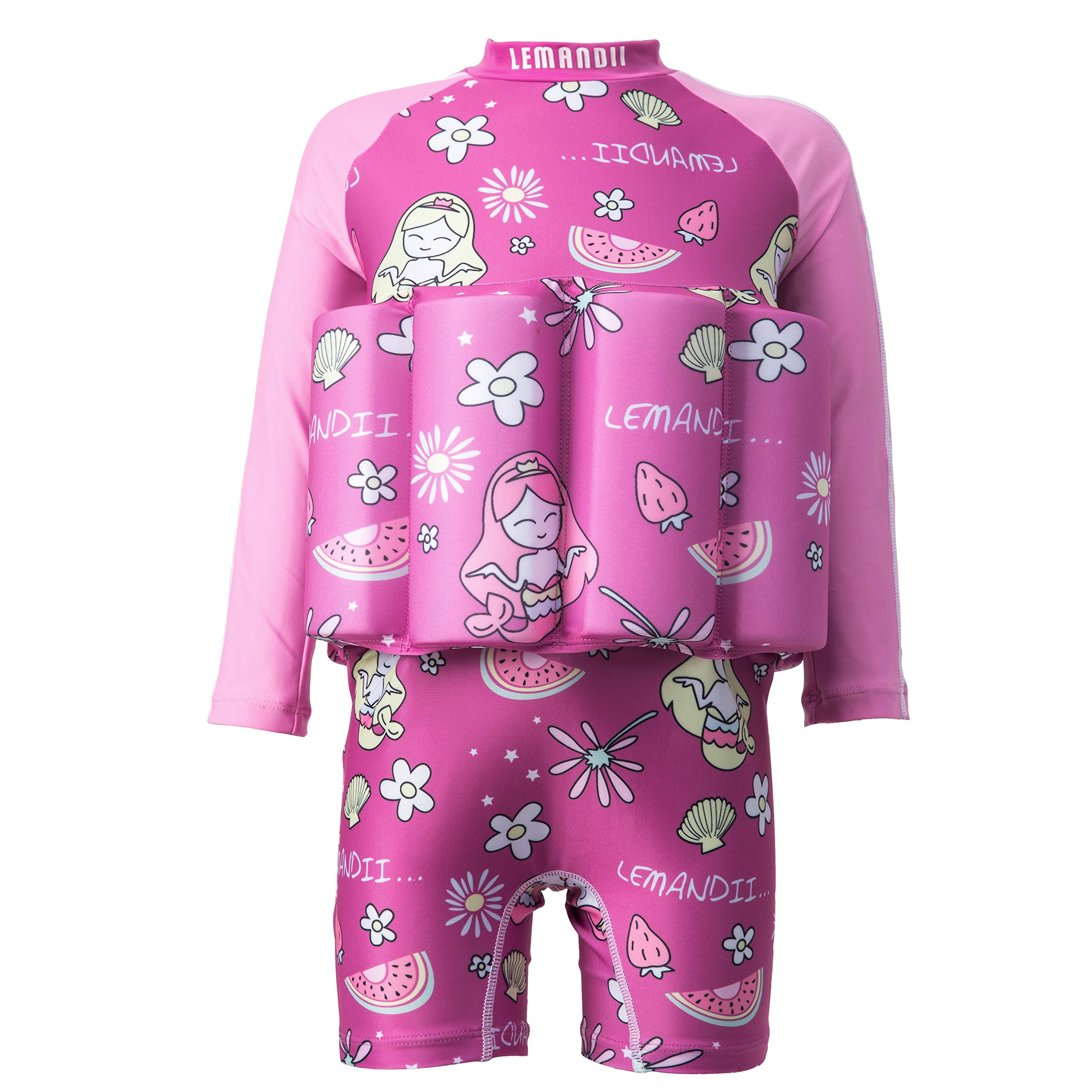 Toddler Kids One-Piece Float Swimsuit with Adjustable Buoyancy UPF 50+ Sun Protection for Beach Pool Boys Girls