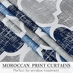 Beauoop 100% Blackout Curtains 84 Inches Long 2 Panels for Bedroom Living Room Blue Grey Moroccan Geo Room Darkening Thermal Insulated Soundproof Grommet Top Window Treatments Drapes, 50x84 Set of 2