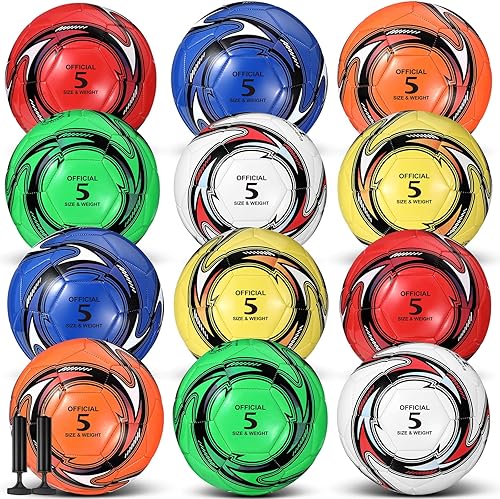 12 pelotas de fútbol desinfladas de Navidad con bombas, tamaño oficial 3, 4, 5, pelota de fútbol cosida a máquina para entrenamiento deportivo