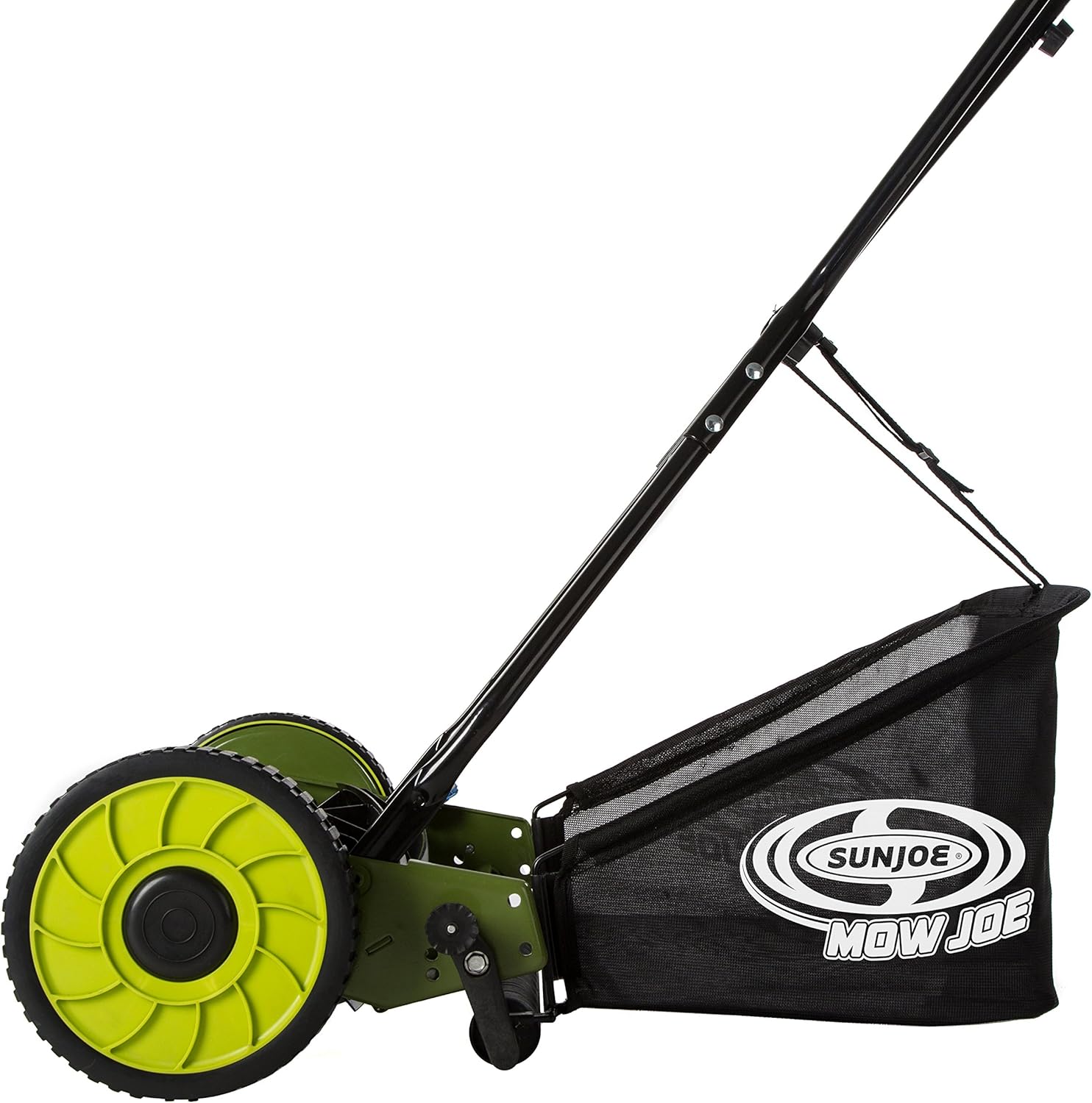 review Sun Joe MJ500M 16-Inch Manual Reel Mower w/Adjustable Cutting Height, 6.6-Gallon Removable Grass Catcher, 5 Steel Blades, 2-Wheels