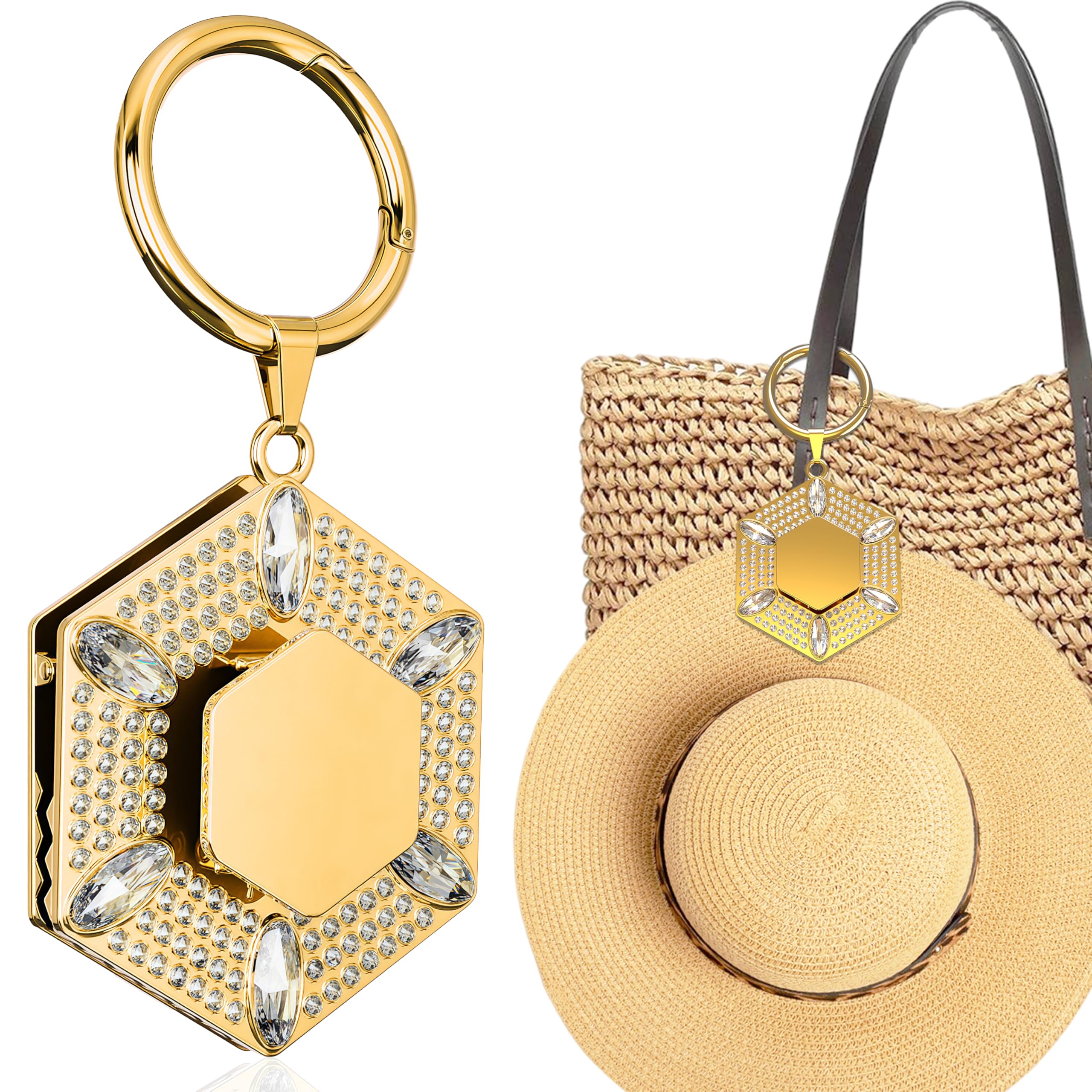 Vatonezich Hat Clip for travel - Hat Clip Storage, Hat Holder,Glass Holder Hooks Fits Bag Handbag Backpack Truck Vacation Beach Cruise Essentials Accessory (Gold)