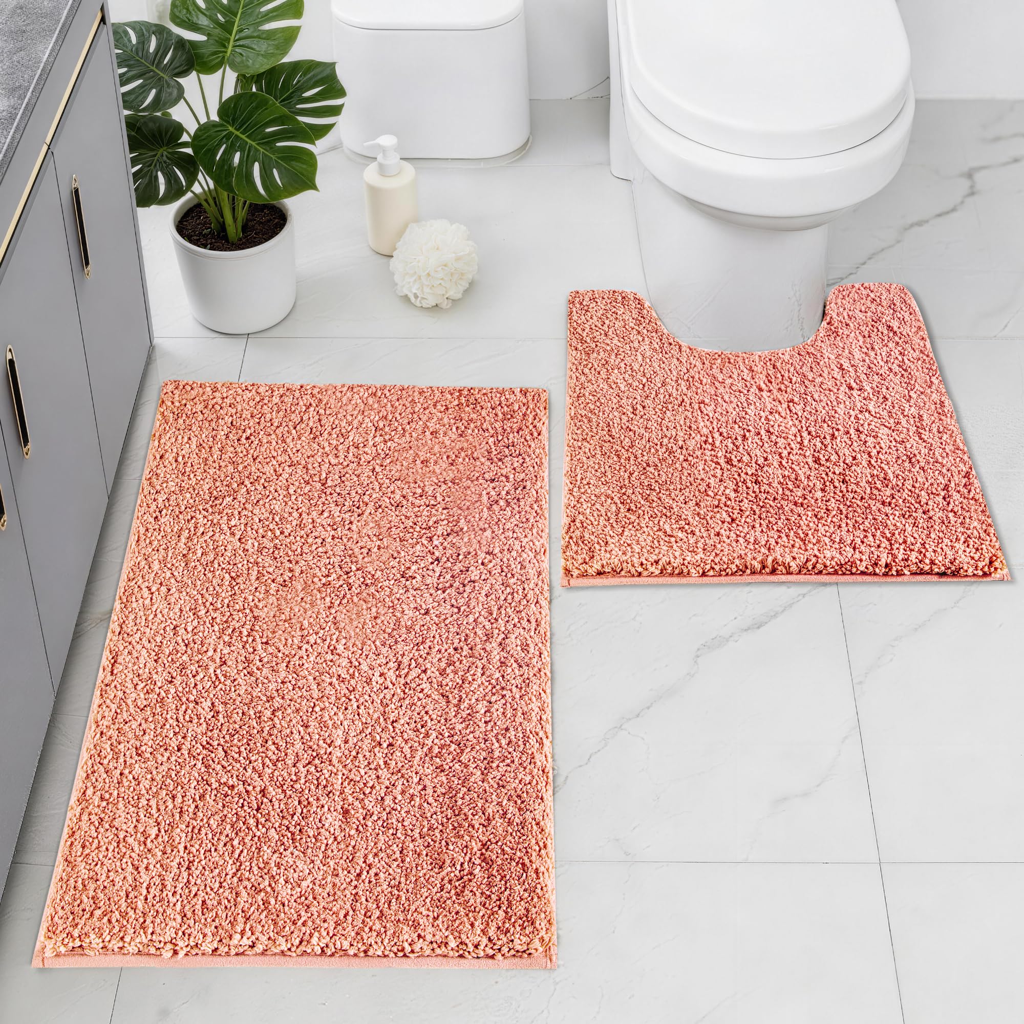 Baahrnom Microfibre Bath Mat Set, Non Slip Bathroom Mat Set 2 Piece — image 1