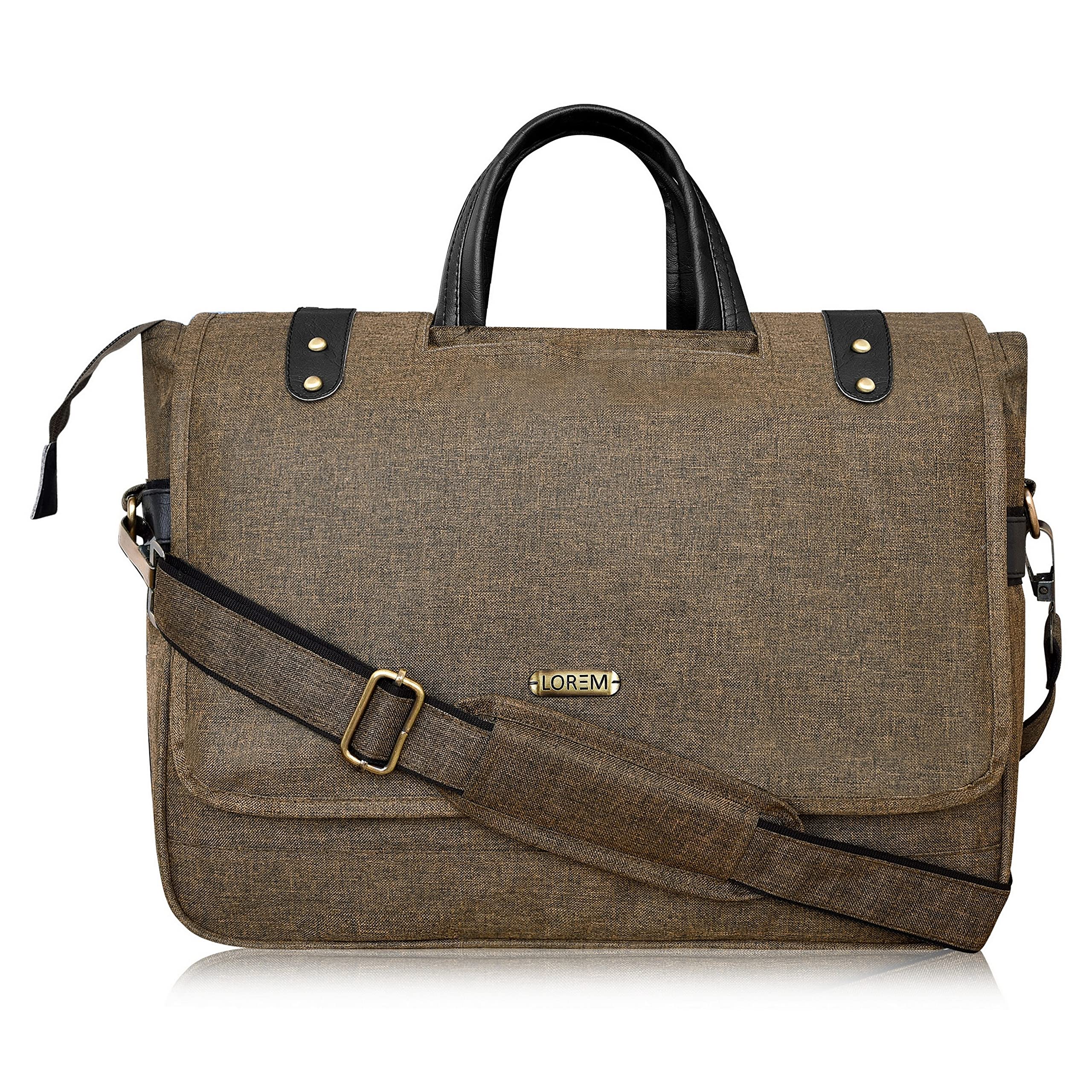LOREM Khaki & Black Faux Leather 10L Laptop Messenger Bag for Men BG52-UFBG (B0B58JJSZK) Amazon Price History, Amazon Price Tracker