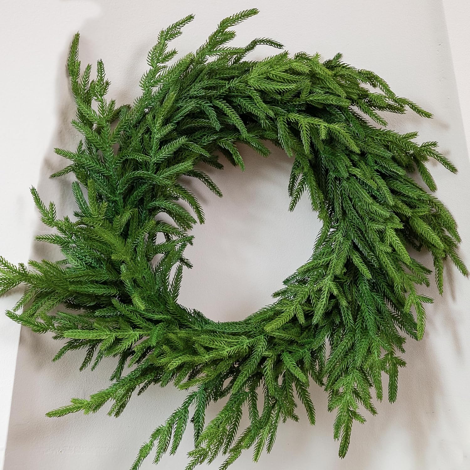 26" Norfolk Pine Wreath Real Touch Christmas Wreath for Front Door Winter Wreaths for Walls Windows Porches Indoor Outdoor Christmas Xmas Decorations Holiday Decor