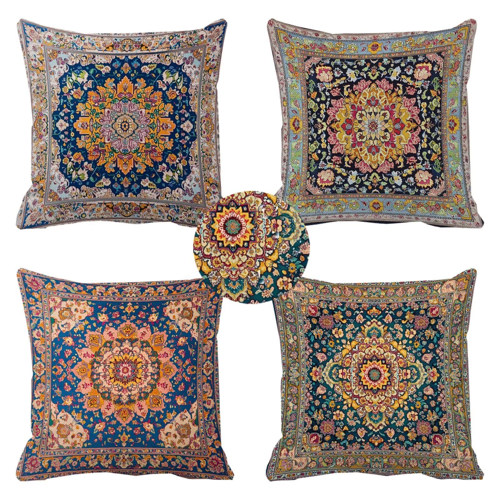 Housse de coussin 45x45 imperméable style bohème grand format pour jardin et canapé k-106