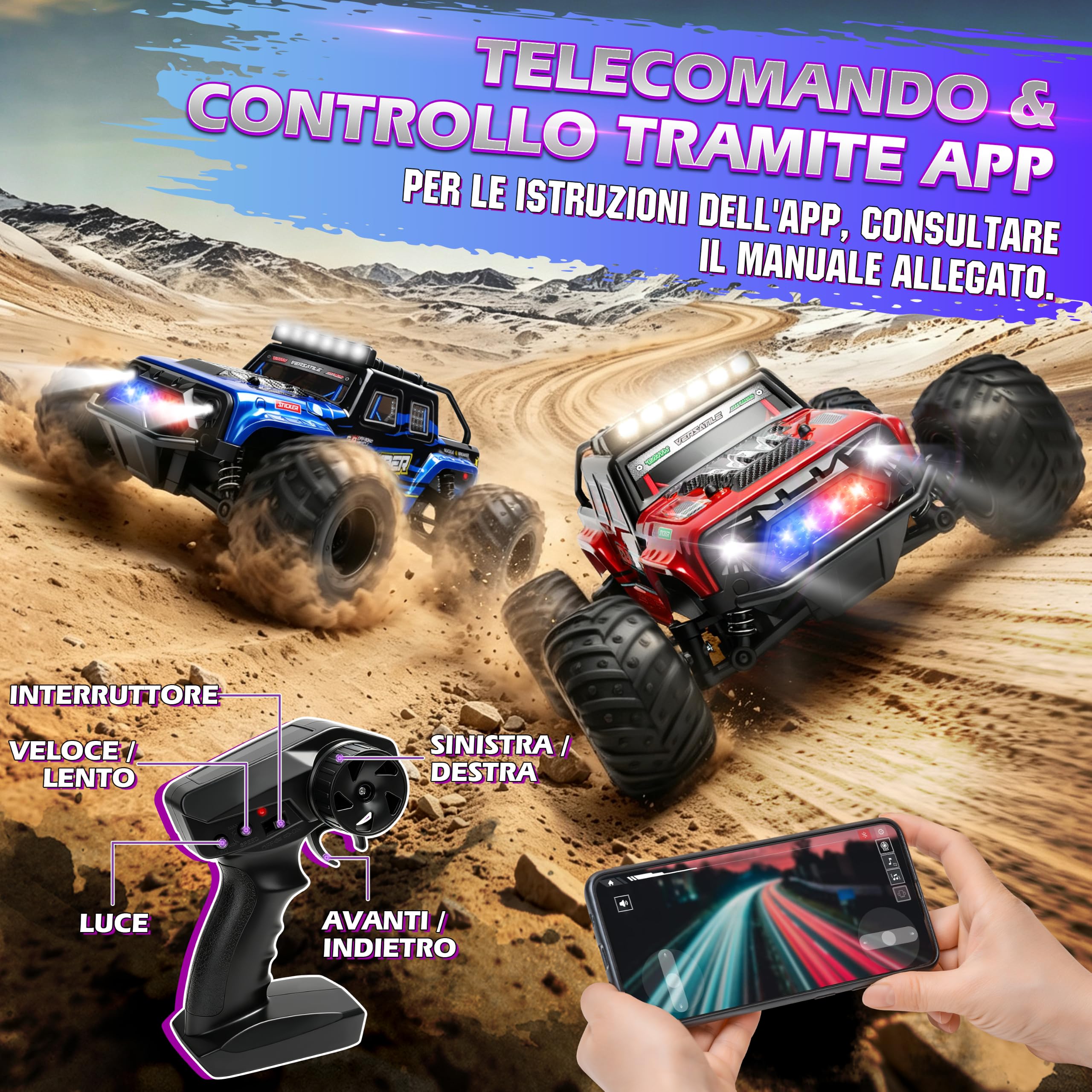 FORMIZON 2-In-1 Macchina Telecomandata 32 Km/H, Controllo Tramite App