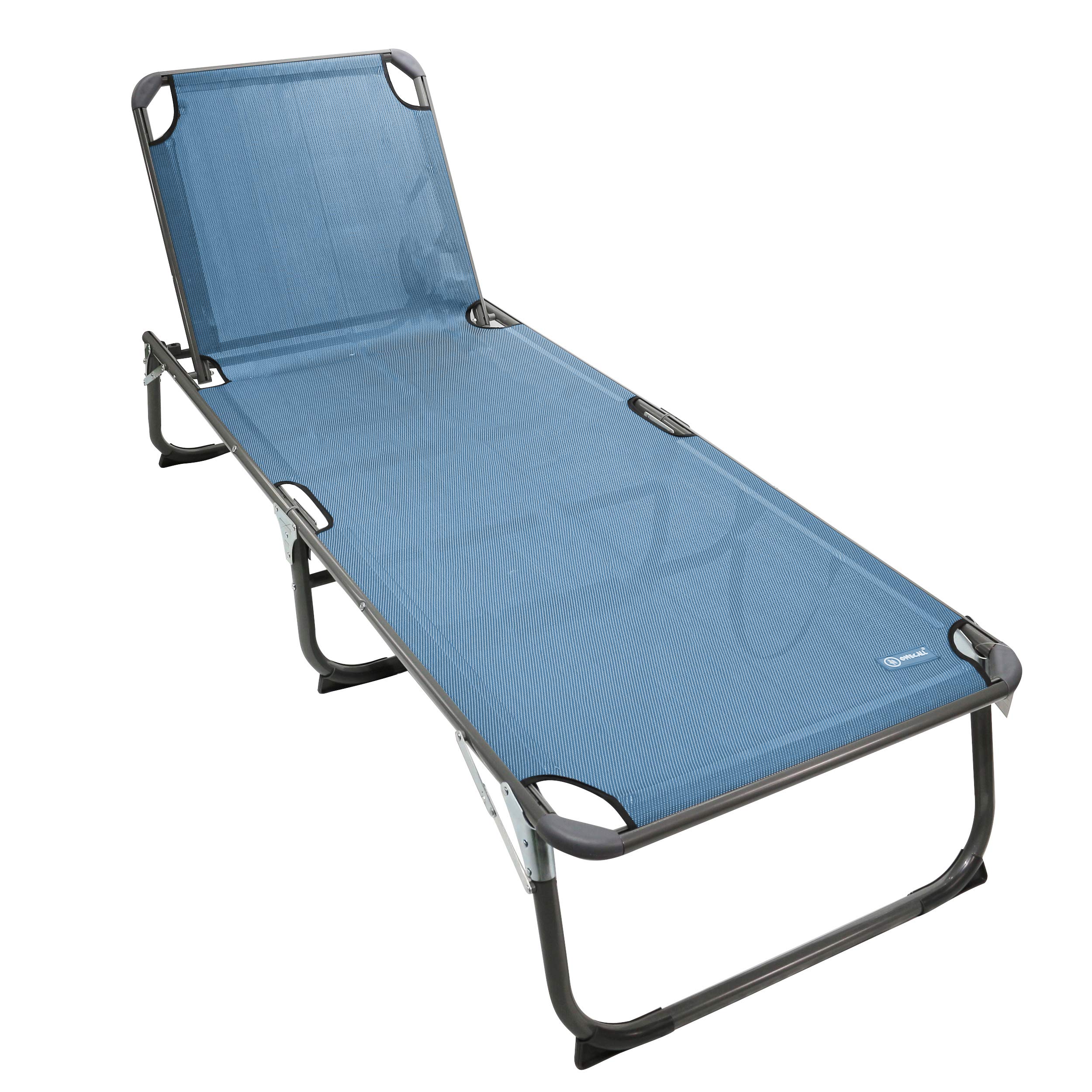 HomecallXXL Aluminium Sun Lounger, Textilene Fabric, 200 x 70 cm, Max Load 150 kg - Blue