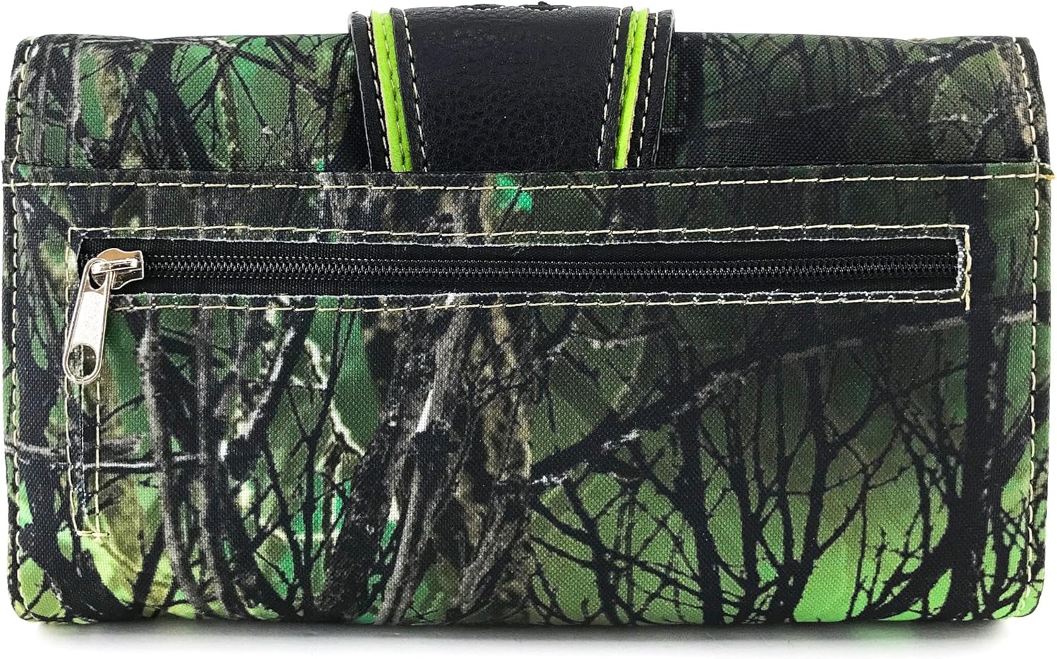 Zelris Camouflage Shine Glow Silver Buckle Women Crossbody Trifold Wallet