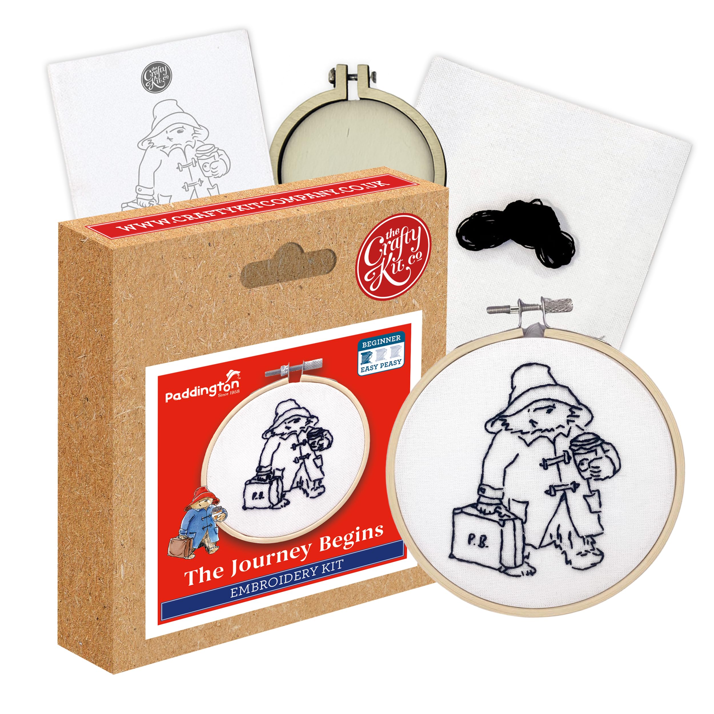 The Crafty Kit Company Embroidery Starter Kit & Mini Stitch Kit - Paddington The Journey Begins! | Eco-Friendly DIY Crafts for Beginners & Experienced Stitchers - Handmade Gift for Adults & Kids