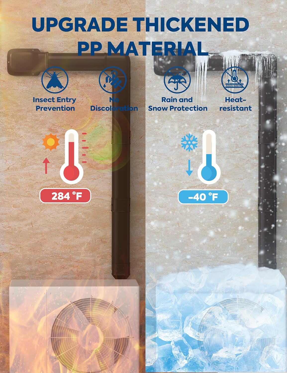 Mini Split Line Set Cover: 3" 17Ft Line Set Cover Kit for Minisplit with Flexible Duct, Decorative Lineset Hide Cover Kit for Air Conditioner, HVAC, Heat Pumps, Central AC Pipe, Brown