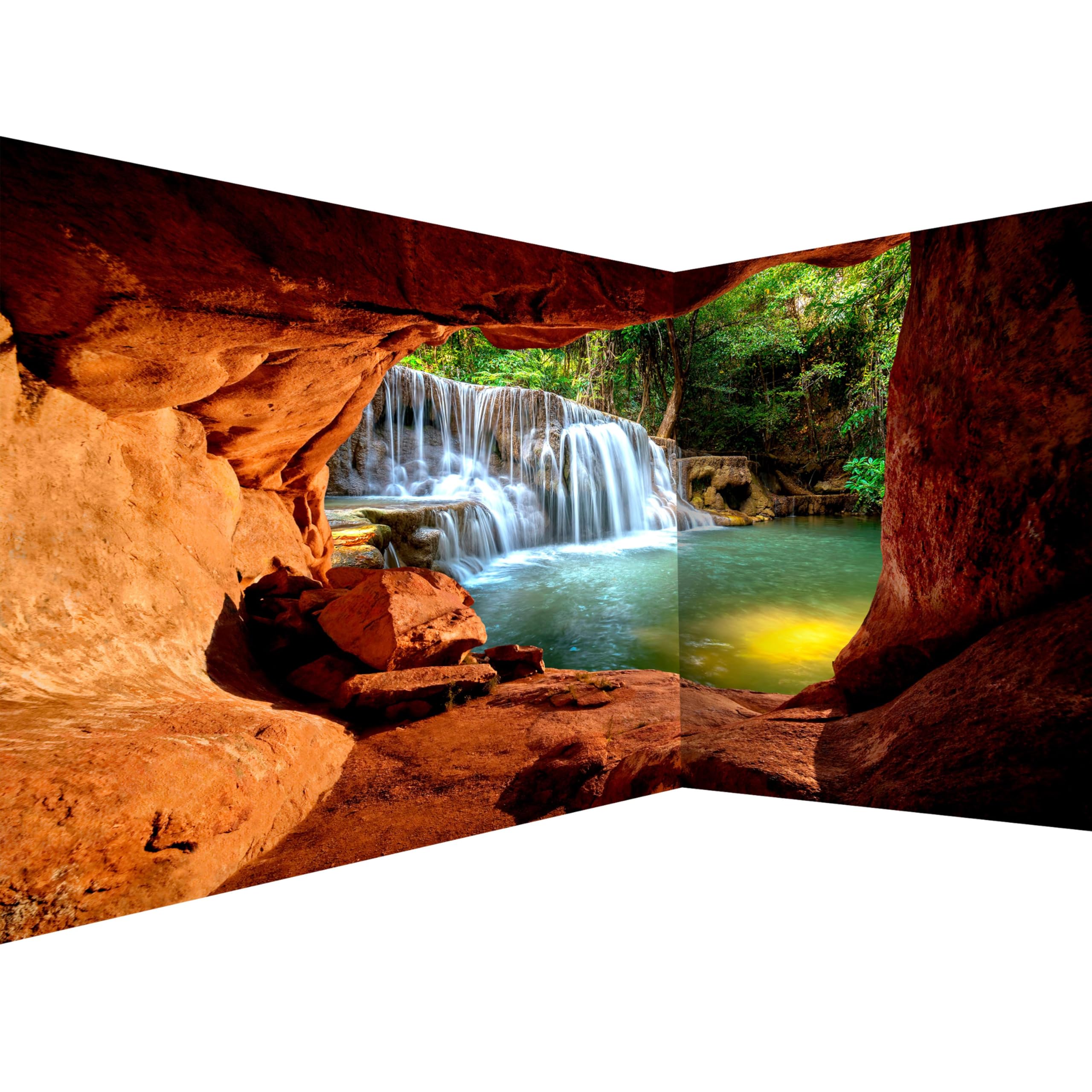 murando Photo Wallpaper Waterfall 539x250 cm / 212" x 98" Peel and Stick Self-Adhesive Corner Foil Print Wall Mural Angle Wallpaper Nature Landscape c-C-10026-a-a — image 1