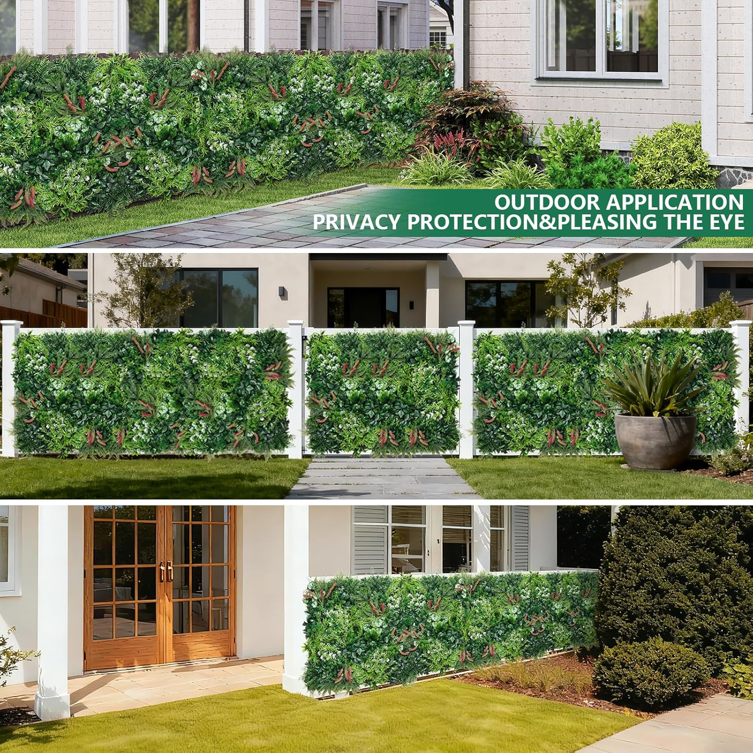 12PCS Grass Wall Panels, 20"x20" Artificial Ivy Greenery Wall Backdrop, UV-Anti Faux Boxwood Grass Panels Green Wall Decor for Garden Patio Balcony