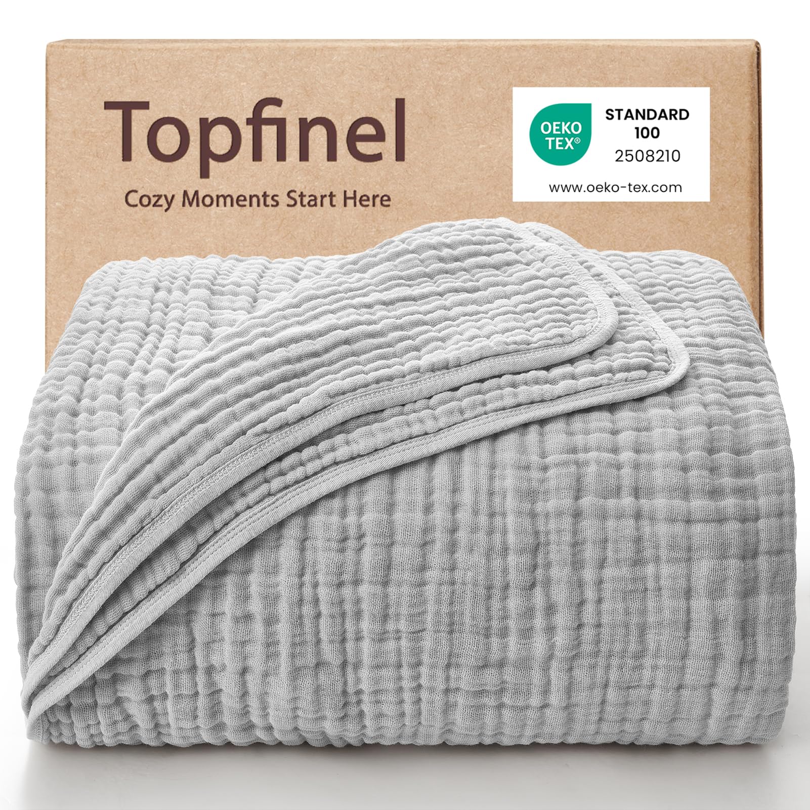 Topfinel Musselin Decke 150x200 cm 100% Baumwolle Kuscheldecke Grau