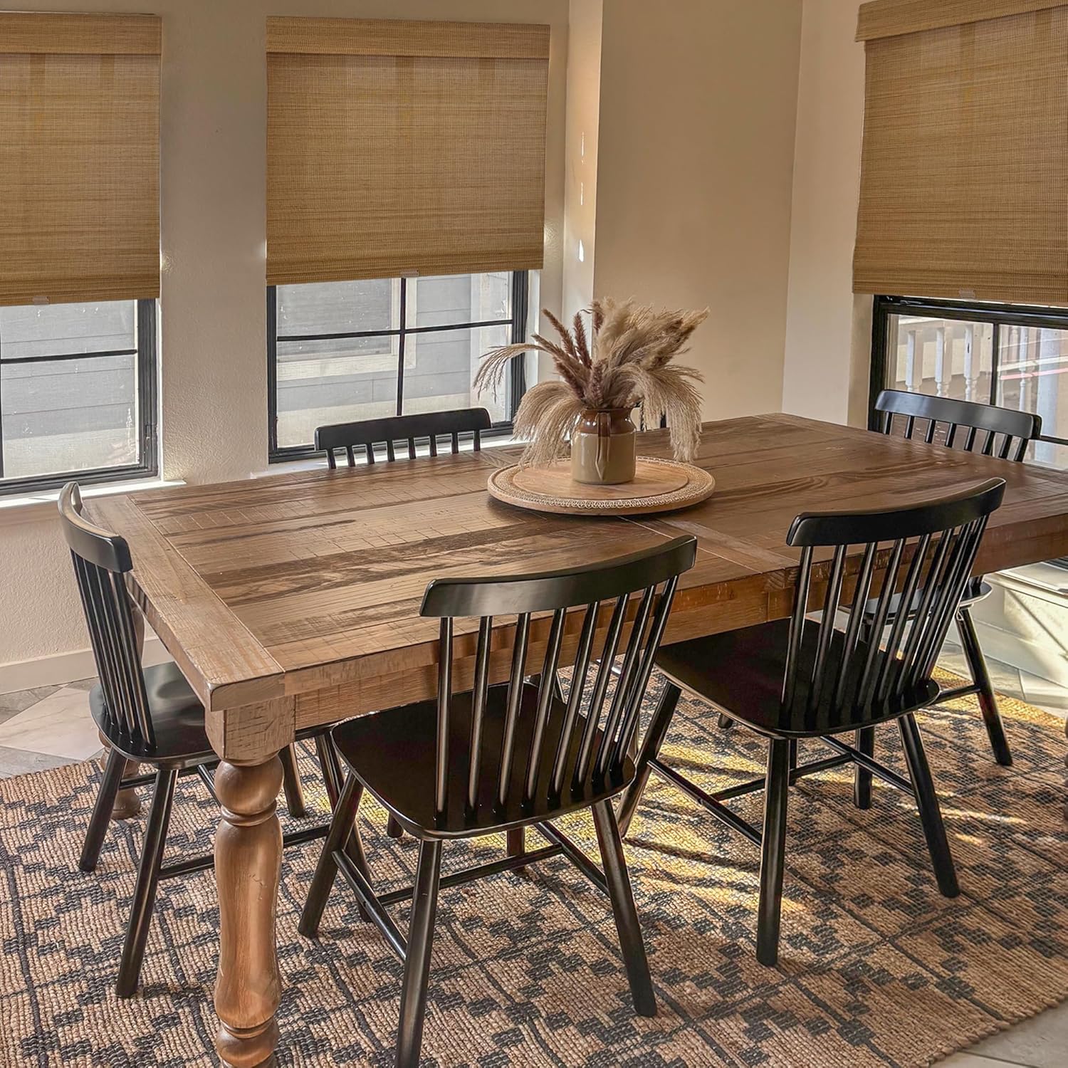 Ivy Cordless Natural Bamboo Shades Custom Bamboo Roman Shades, Woven Roman Shade for Windows, Sun Light Filtering Window Treatment, Roman Blind for Windows, Amber