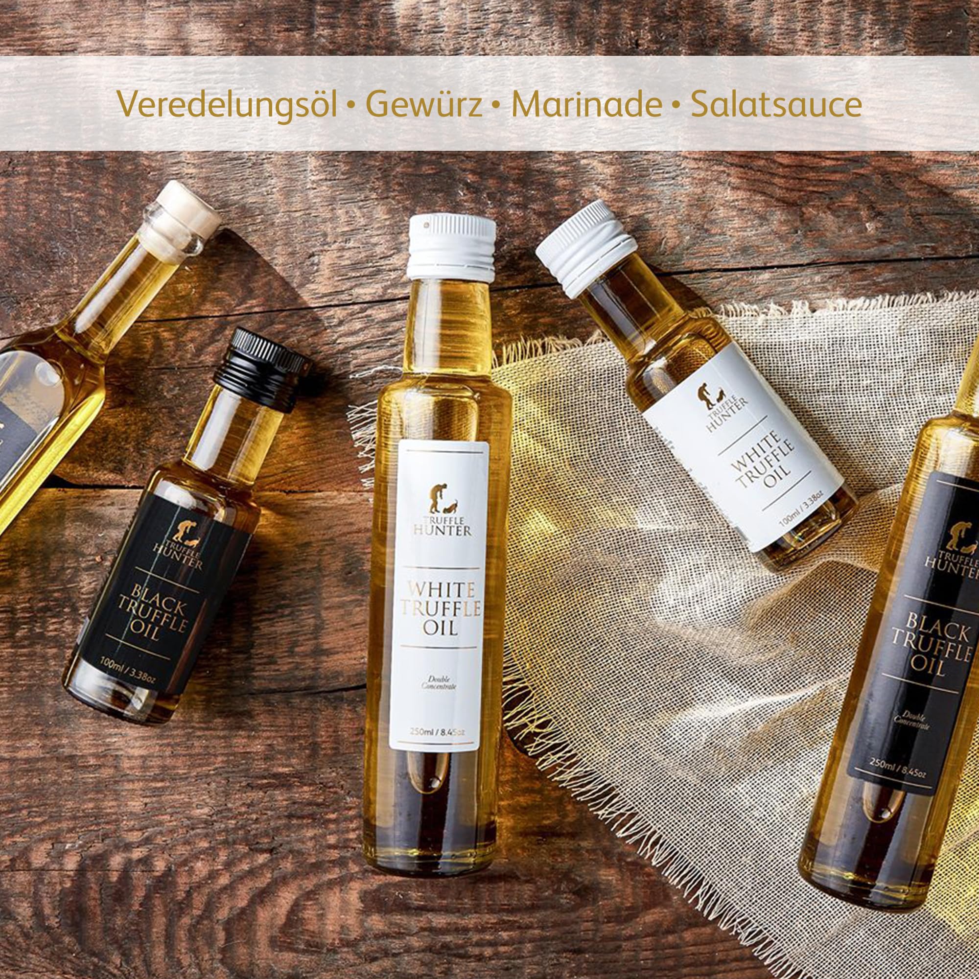 TruffleHunter - Premium Schwarzes und Weißes Trüffelöl im Set - 100 ml x 2