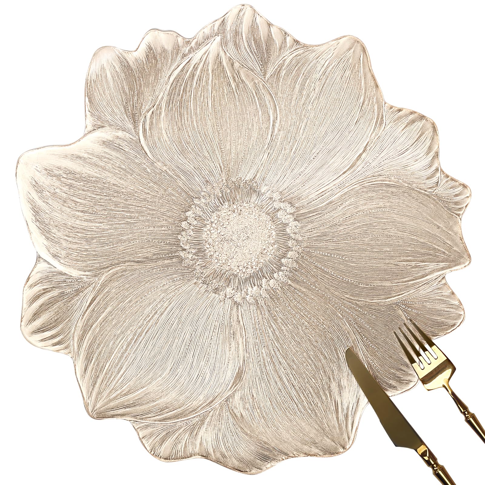 Ensemble de sets de table vinyle métallisé motif fleur de lotus pressée de 39 cm