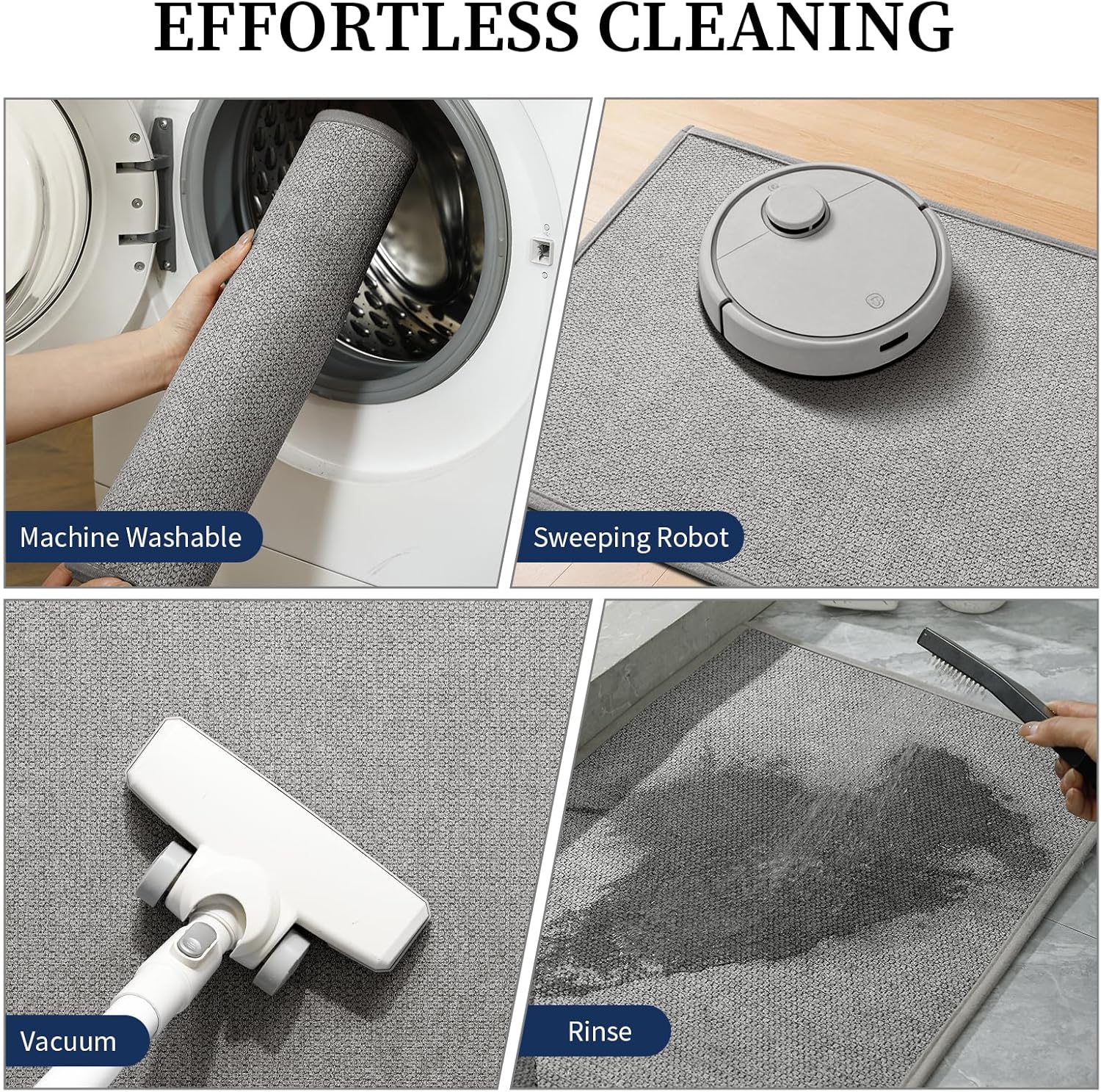 YIHOUSE Gray Bathroom Rugs Sets 3 Piece, Quick Dry Thin Bath Mat with Toilet Rug, Non Slip Absorbent Machine Washable, Bath Runner Rugs for Bathtub Sink Home Decor - Image 8