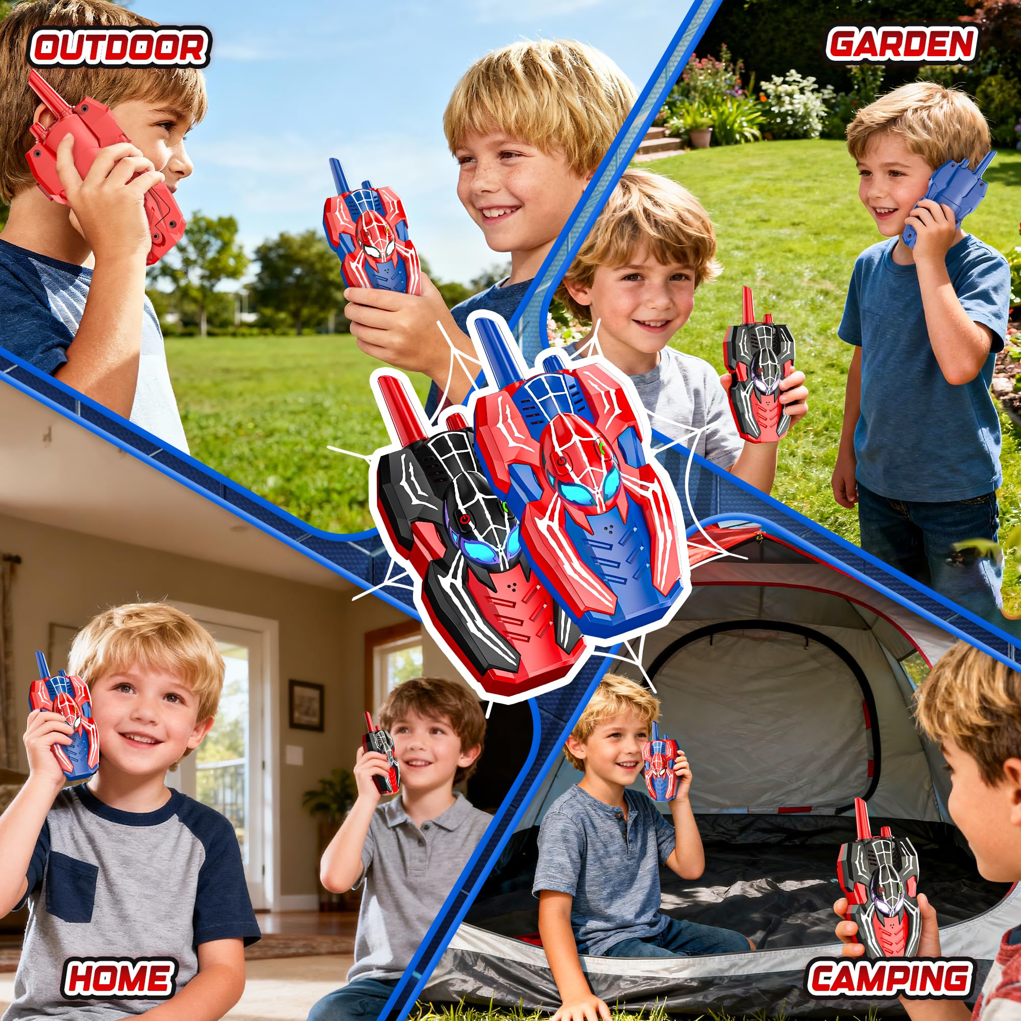 Kssvzz Spider Walkie-Talkie Bambini, Giochi Regalo Bambino 3 4 5 6 7 8 9 10 Anni, Woki Toki Gioco da Esterno Bambini, Compleanno Natale Regalo Bimbo 3-12 Anni Maschio