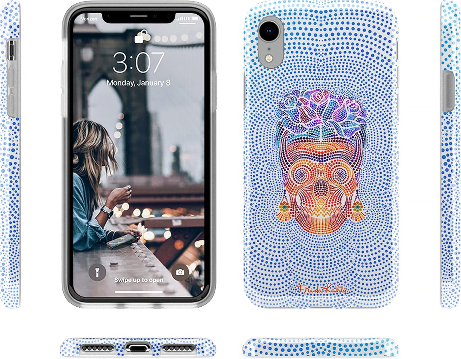 Casely iPhone XR Case | Vida y Muerte | Frida Kahlo Dotted Skull | Classic Ultra Slim Design