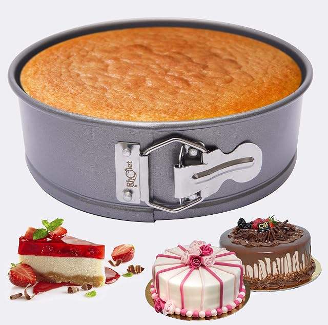 RHOLET 8 Inch Cake Tin - 20cm Cake Tins for Baking - Cheesecake Tin springform Loose Bottom - 0.4 mm Thick Non-Stick Baking Tins 6.6 cm deep Round Cake Pan Made of Quantum ll Non-Stick Technology