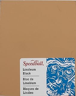 Speedball 4307 Premium Mounted Linoleum Block – Fine, Flat Surface for Easy Carving, Smoky Tan, 4 x 5 Inches