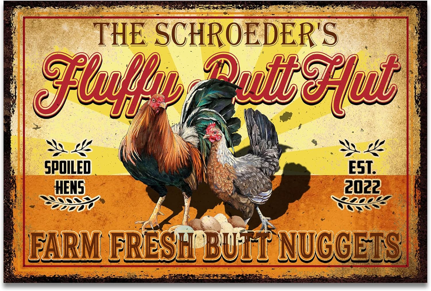 V Vibepy All Over Print, Personalized Chicken Coop Metal Sign 8x12", 12x18", 16x24", Chicken Metal Sign, Farmhouse Sign, Chicken Farm Metal Sign, Farm Decor, Farm Metal Art, Outdoor Sign, Farmy Sign (11)