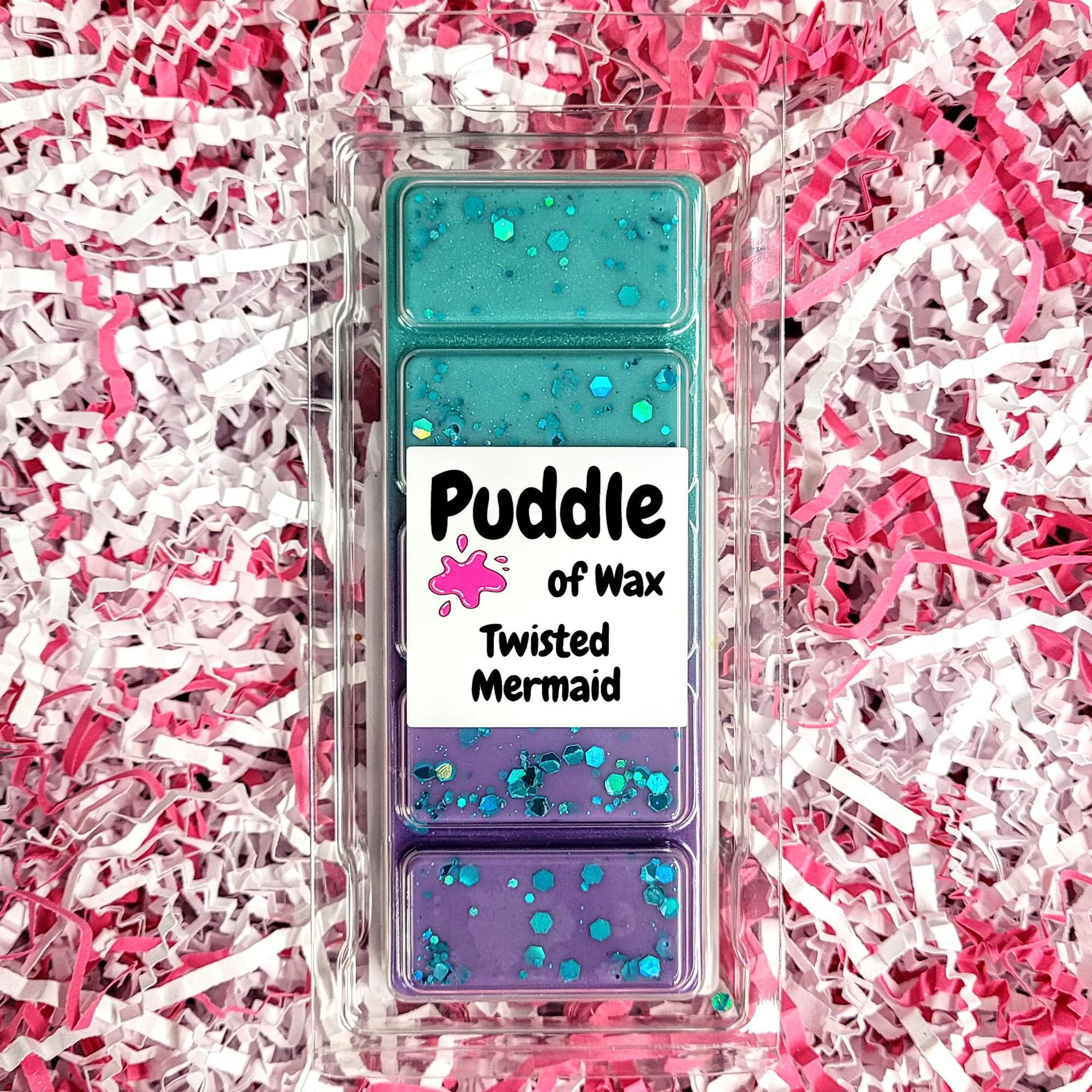 Puddle Of Wax Purple & Teal - Twisted Mermaid Soy Wax Melt Snap Bar - 50G - Fruity Scent - Vegan Friendly - Made In The Uk