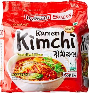 Samyang Kimchi Ramen Noodles (1 Bag Includes 5 Packs- 120g x 5)