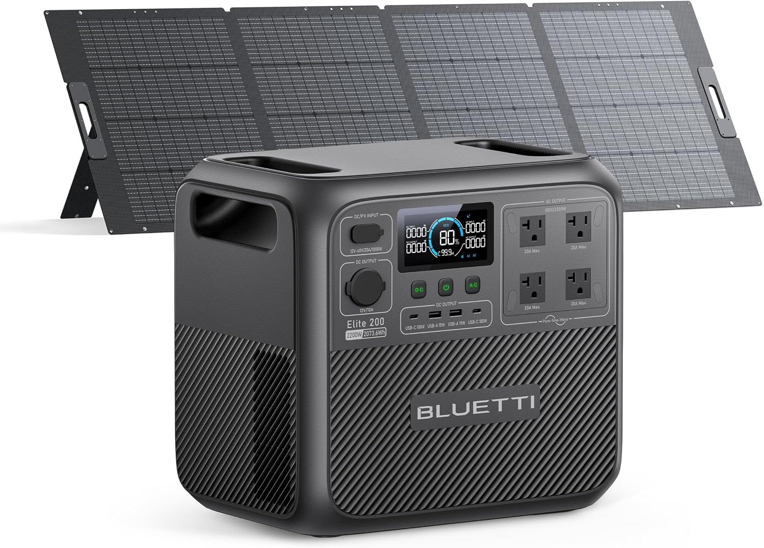 BLUETTI Elite 200 V2 Solar Generator & 350W Solar Panel Included 2073.6Wh