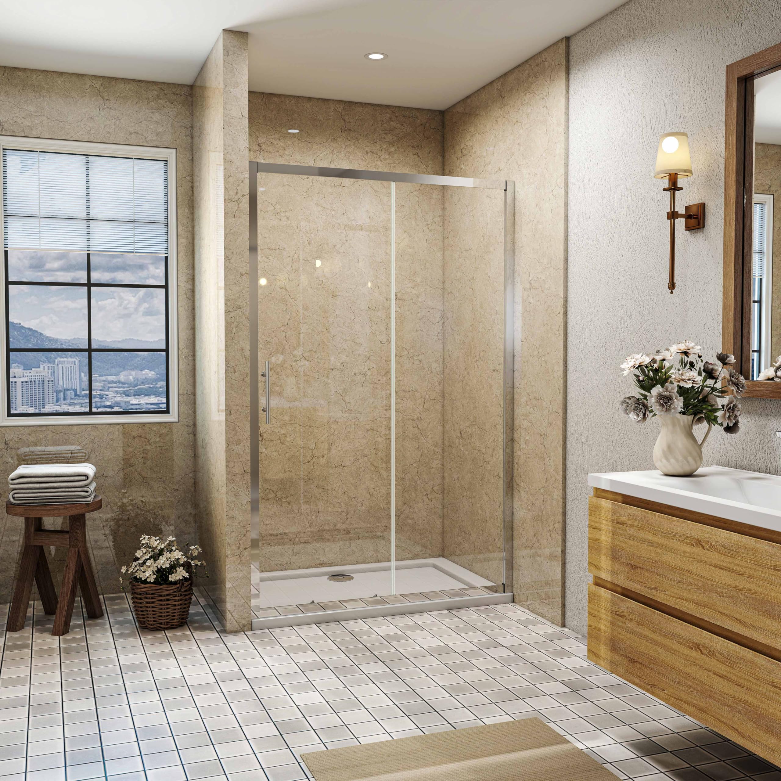 Sline Sanitary Chrome Bathroom Sliding Shower Enclosure Shower Screen Walk In 6Mm Glass Door Cubicle 1700Mm