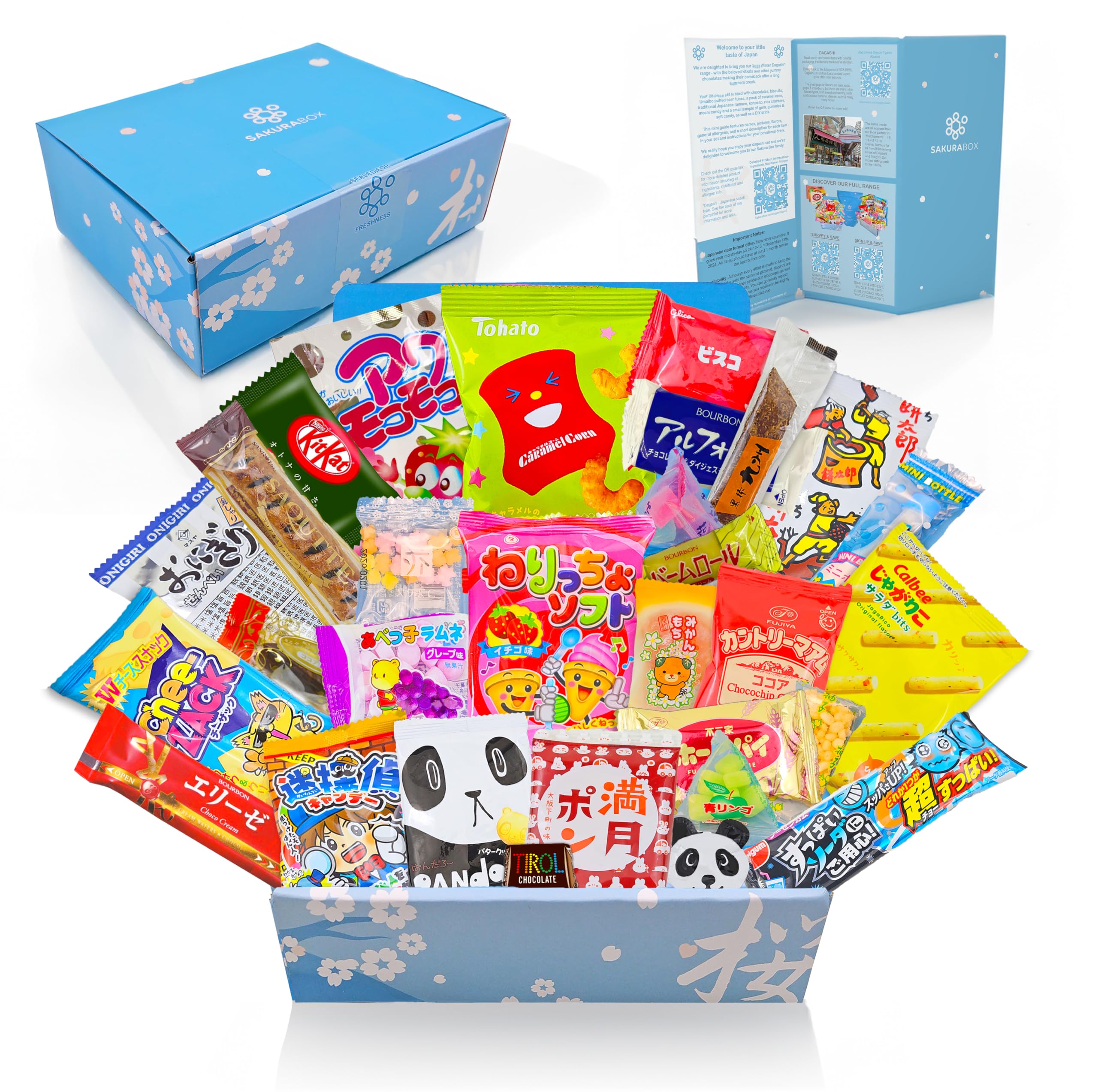 Sakura Box Japanese Vegetarian Snacks & Candy 30 Piece Dagashi Set Halal Friendly Food