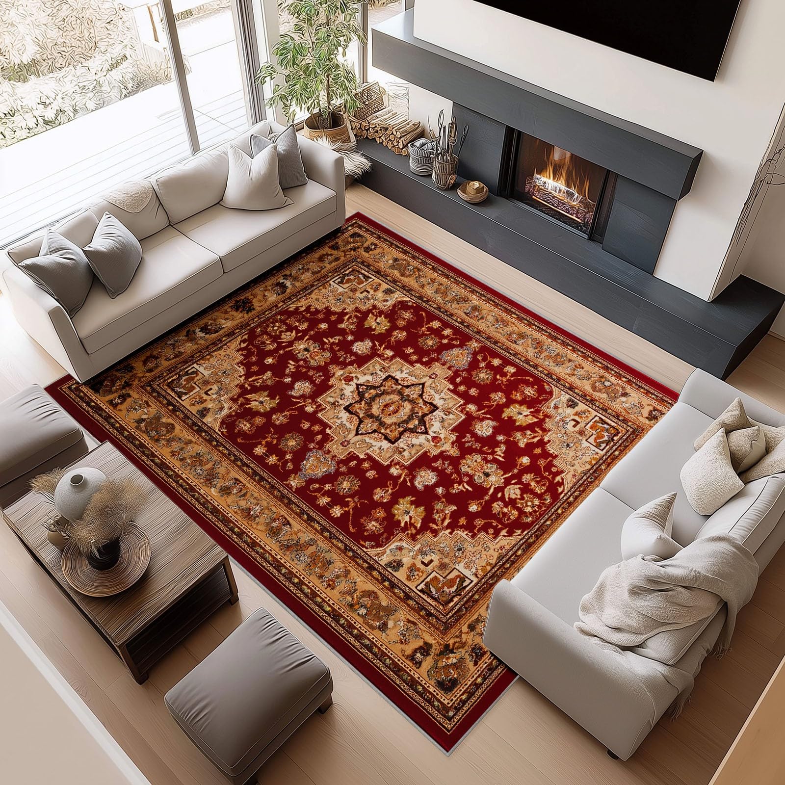 Alfombra para entrada y cocina de estilo oriental vintage marrón de 60x90 cm