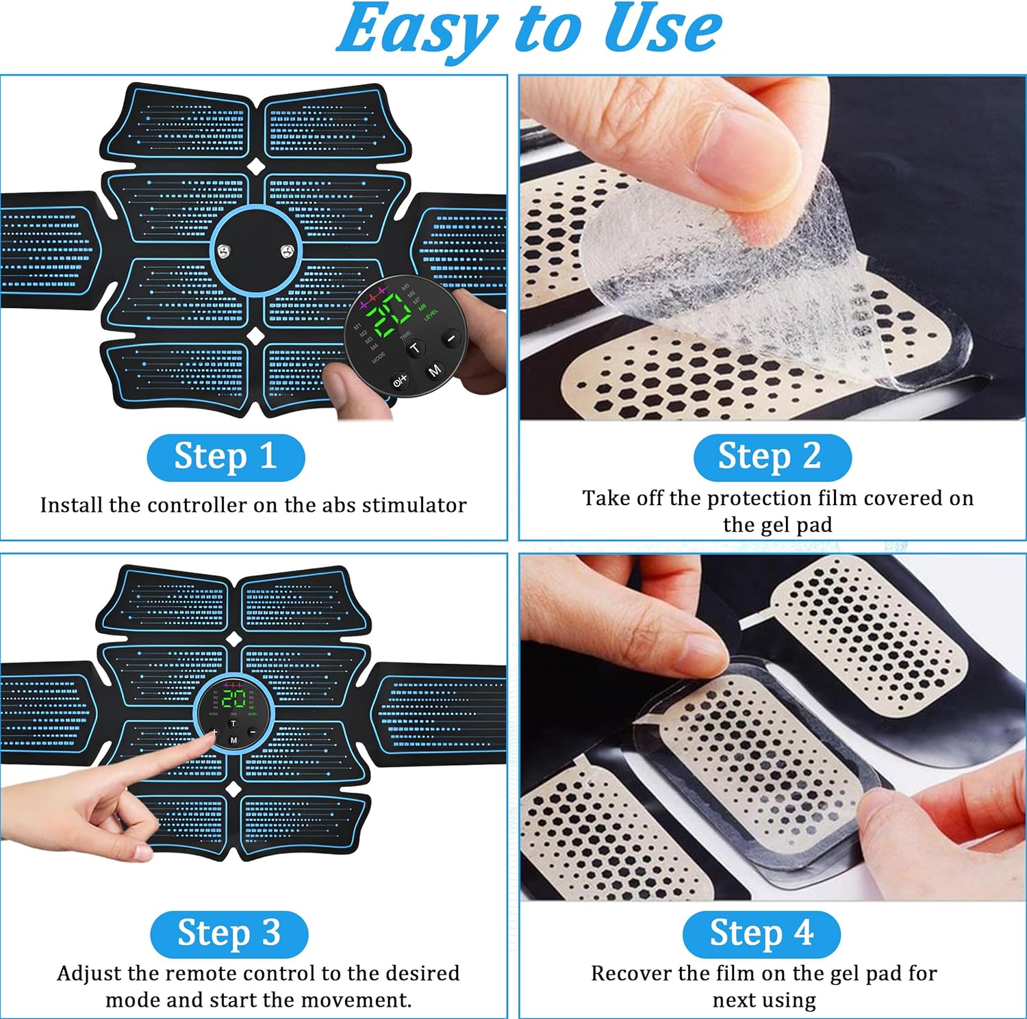 ABS Stimulator Muscle Toner，AB Machine for Abdomen/Arm/Leg，Muscle Stimulator for Muscle Growth, Ab Toning Belt Muscle Stimulator for Men and Women 1 Pack - Image 3