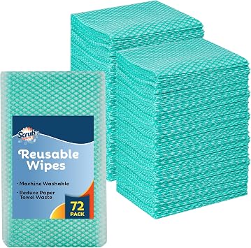 SCRUBIT Reusable Cleaning Wipes, Handy Wipes for Kitchen and Office - Dish Cloths for Washing Dishes - Multi Purpose Disposable Cleaning Towels 12 x 20 in 72 Pack Green