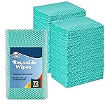 SCRUBIT Reusable Cleaning Wipes, Handy Wipes for Kitchen and Office - Dish Cloths for Washing Dishes - Multi Purpose Disposable Cleaning Towels (12 x 20 in) 72 Pack (Green)