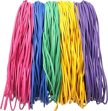 YOUOWO Rubber Bands Size #117A Multicolour 200g Strong Large Big Elastic Bands for Office Supplies Trash Cans File Folders Litter Box 7" x 1/16"