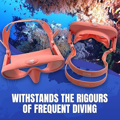 Miniatura 5 de Spartacus Frameless Dive Mask, Ultra-Clear Low-Iron Glass, Wide View, Low Volume, 100% Silicone Skirt, Pink