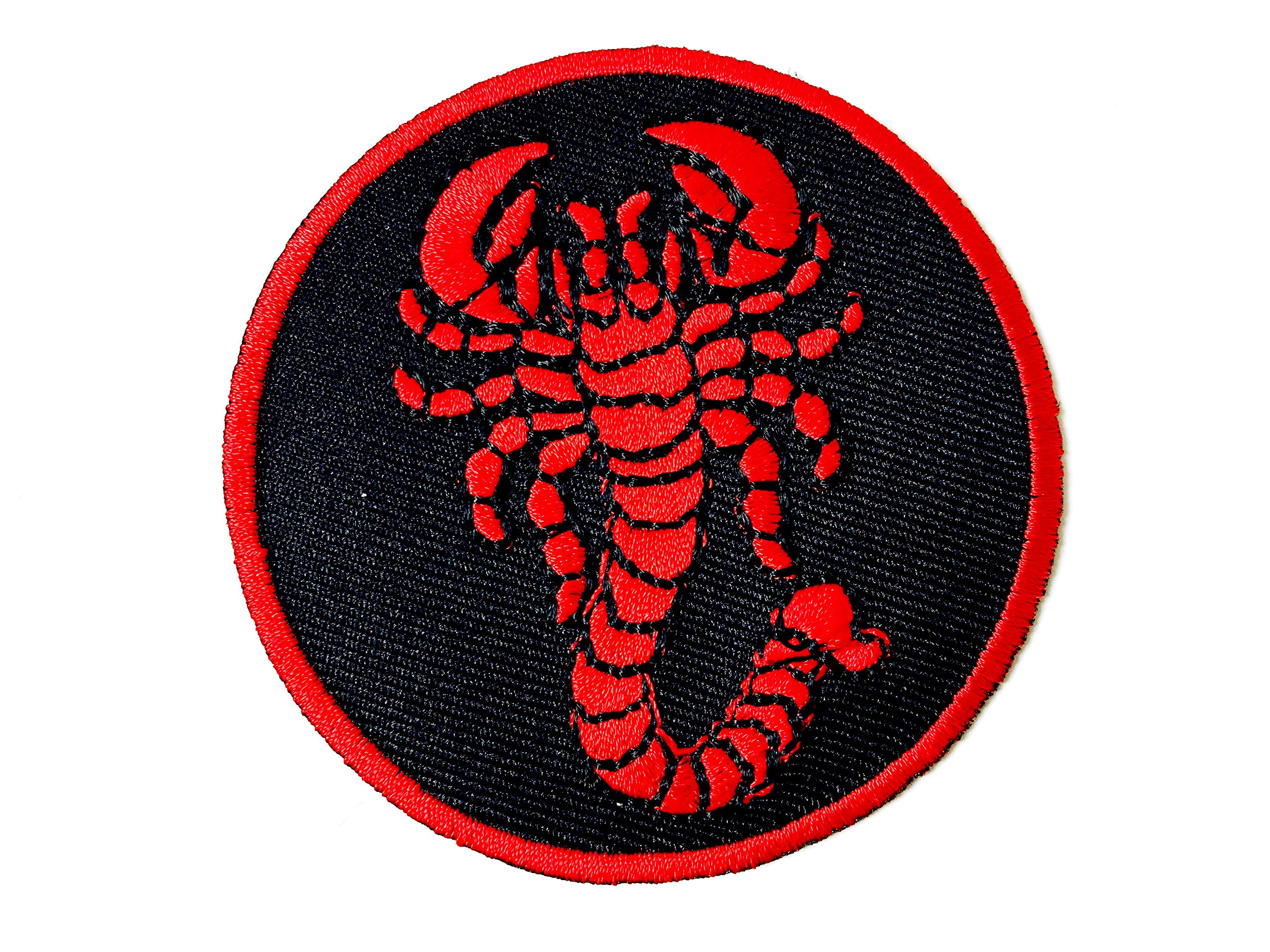 Scorpion Biker Patch Embroidered Iron/Sew on Jacket Jeans Black White Badge